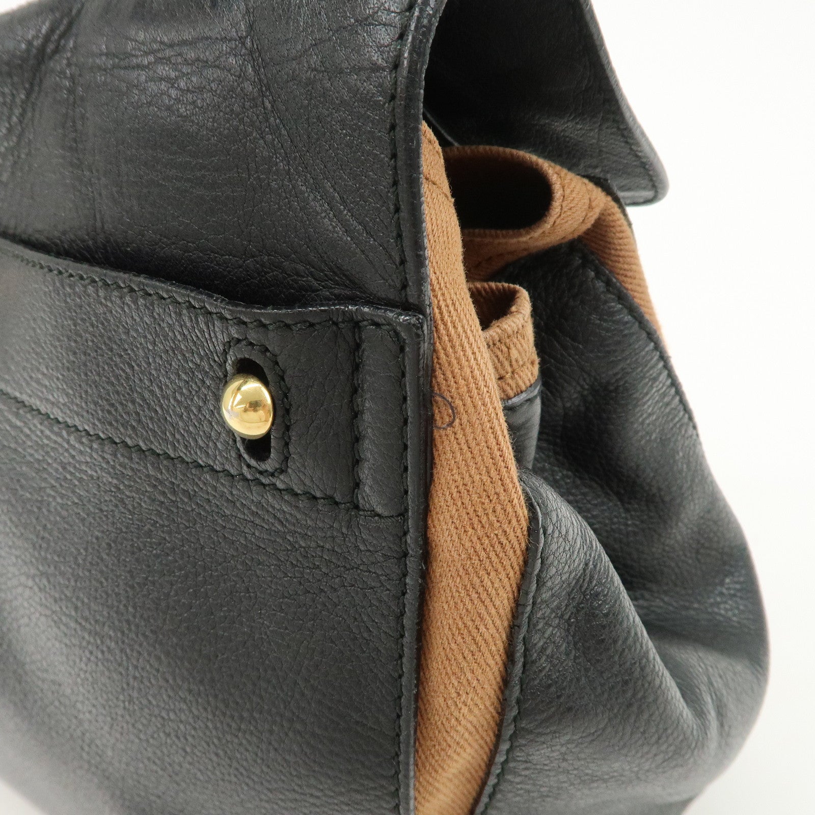 SAINT LAURENT Leather Shoulder Bag Black Brown Gold HDW 229680