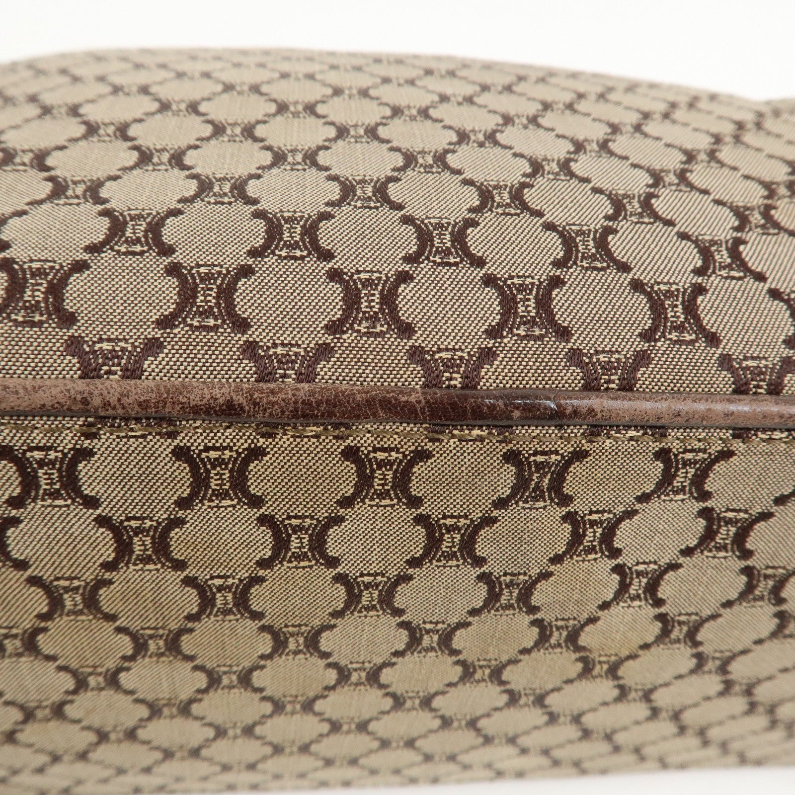 CELINE Macadam Logo Canvas Leather Shoulder Bag Hand Bag Brown