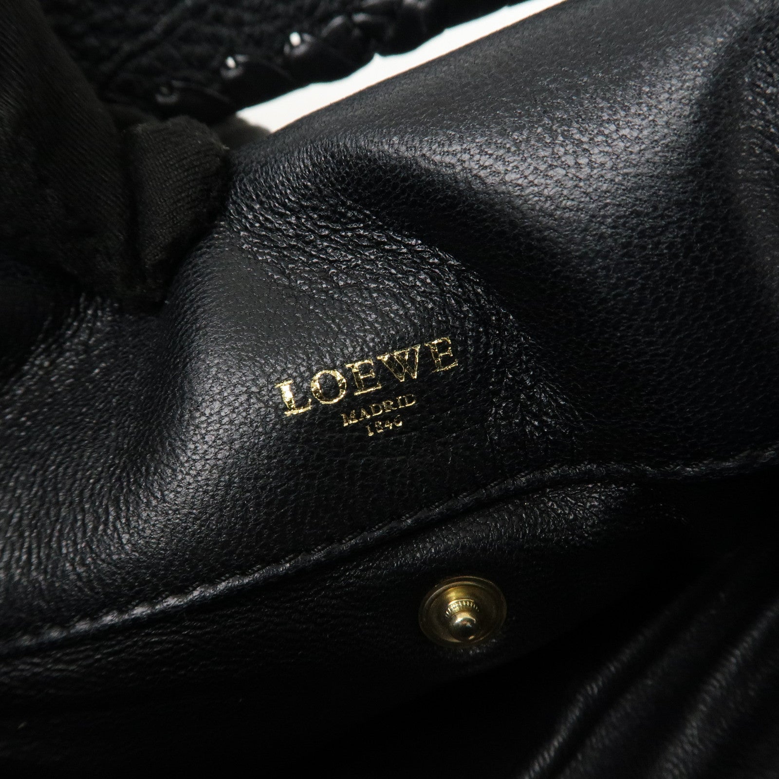 LOEWE Anagram Leather Granada Shoulder Bag Hand Bag Black