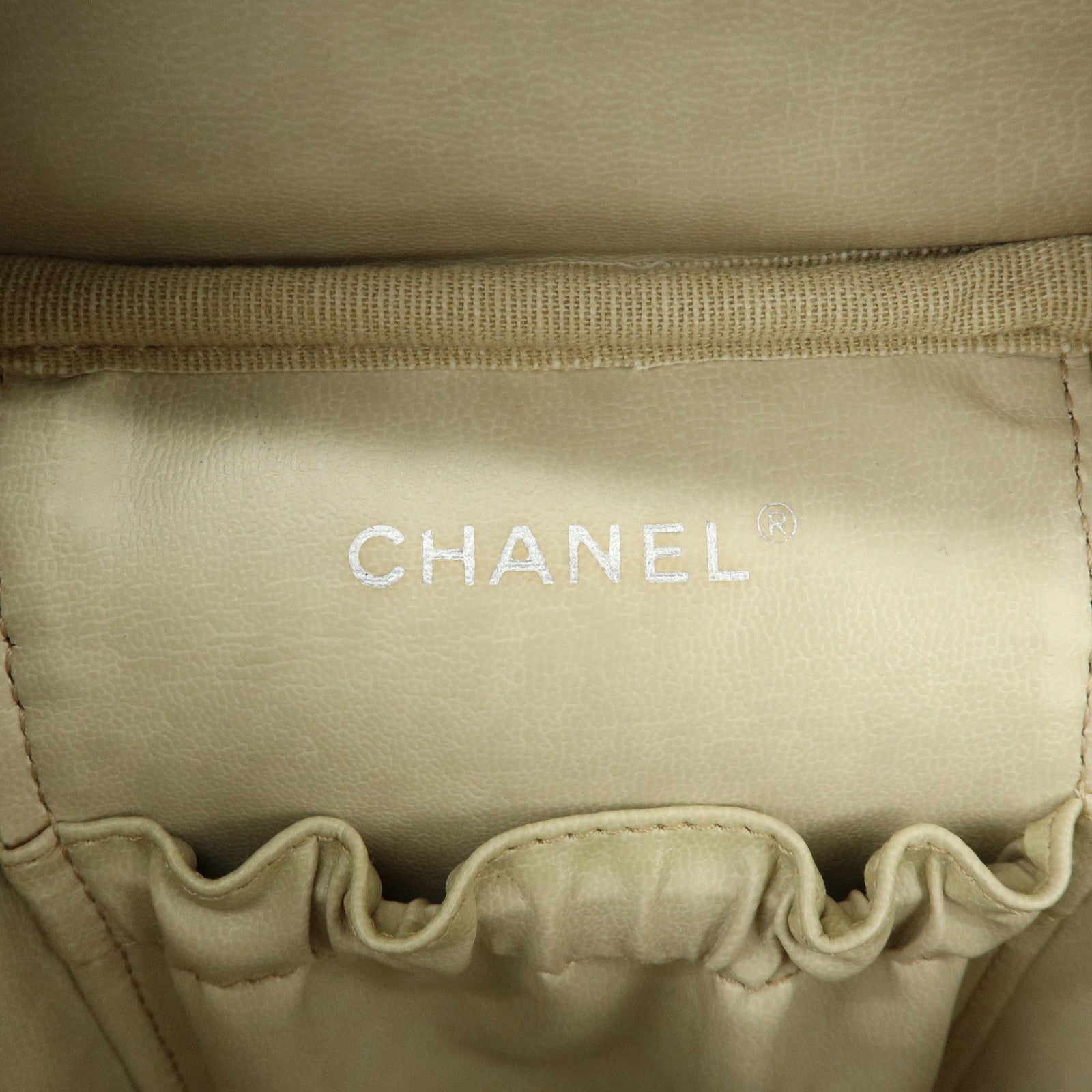 CHANEL COCO Mark Caviarskin Vanity Bag Cosmetic Pouch Beige A01998
