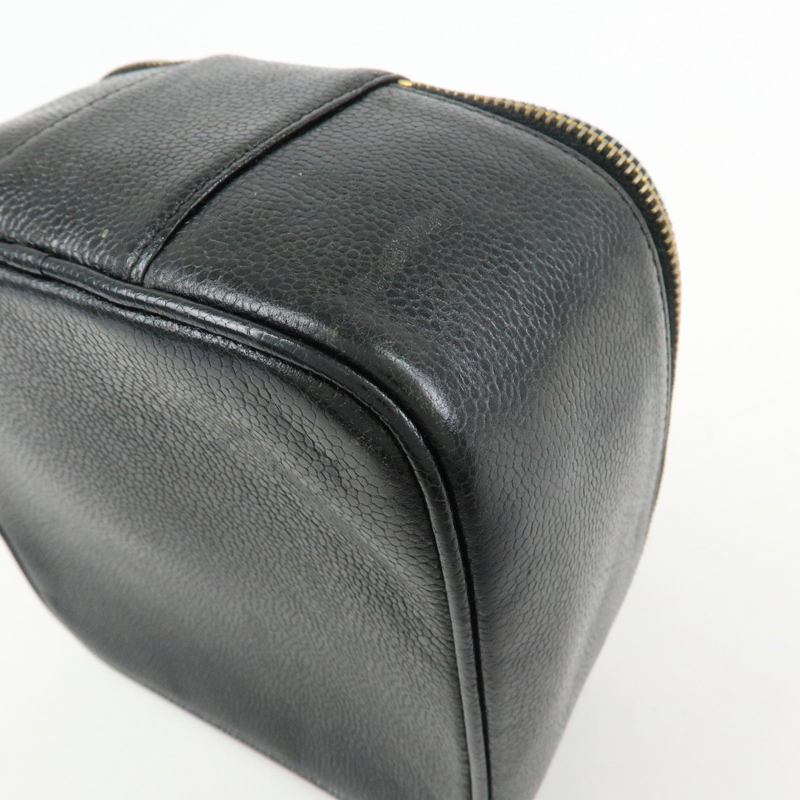 CHANEL COCO Mark Caviarskin Hand Bag Vanity Case Black A01997