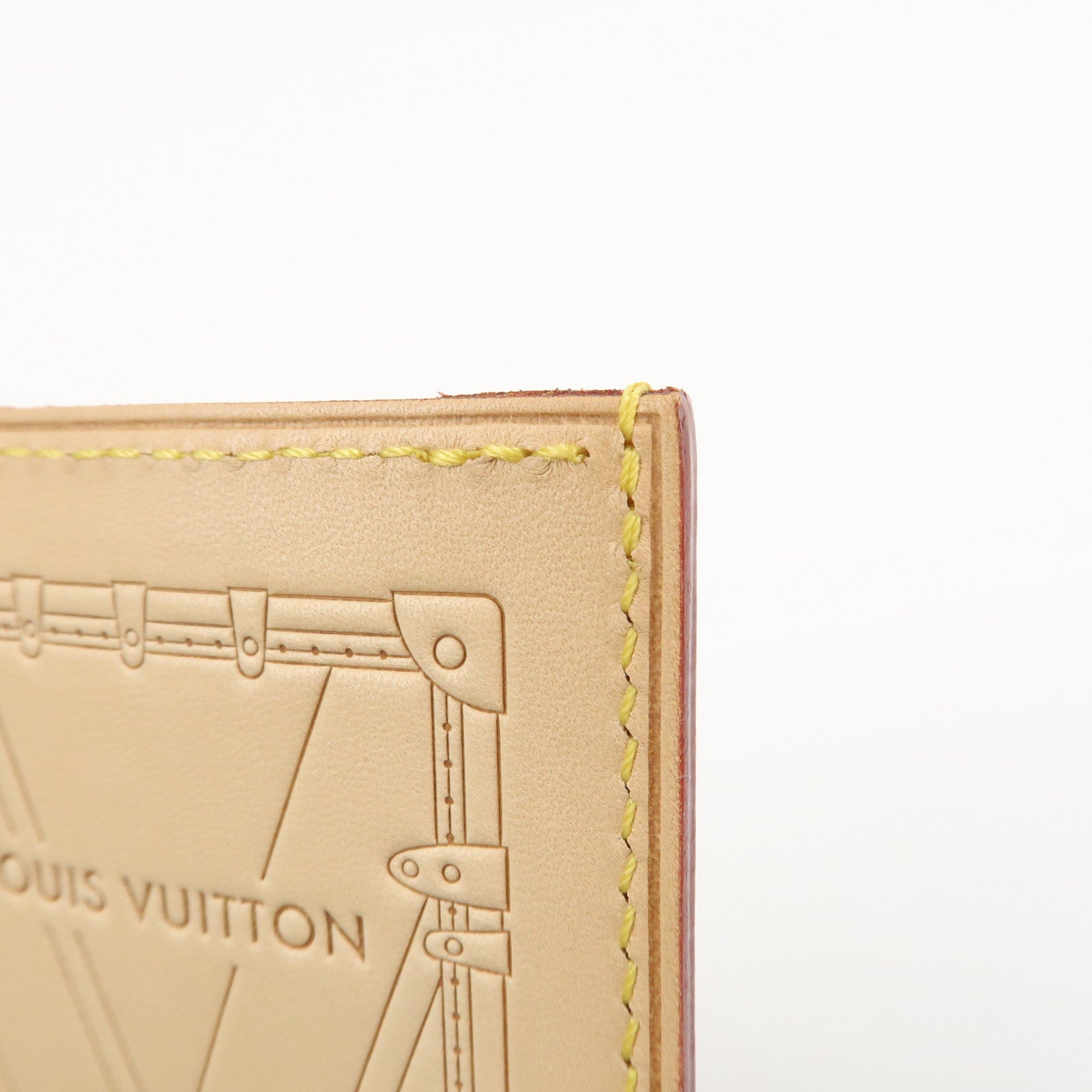 Louis Vuitton Porte-Carte Trunk Leather Card Case Beige M62363