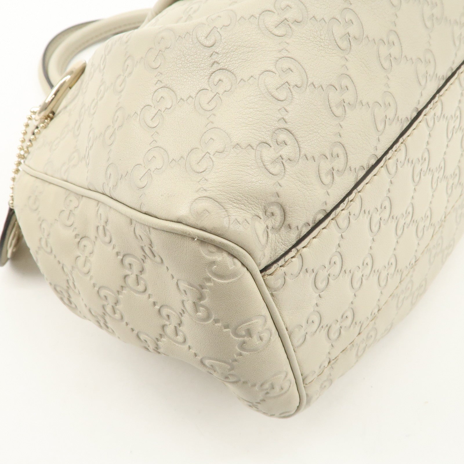 GUCCI Sukey Guccissima Leather Tote Bag Hand Bag Ivory 211944 Used