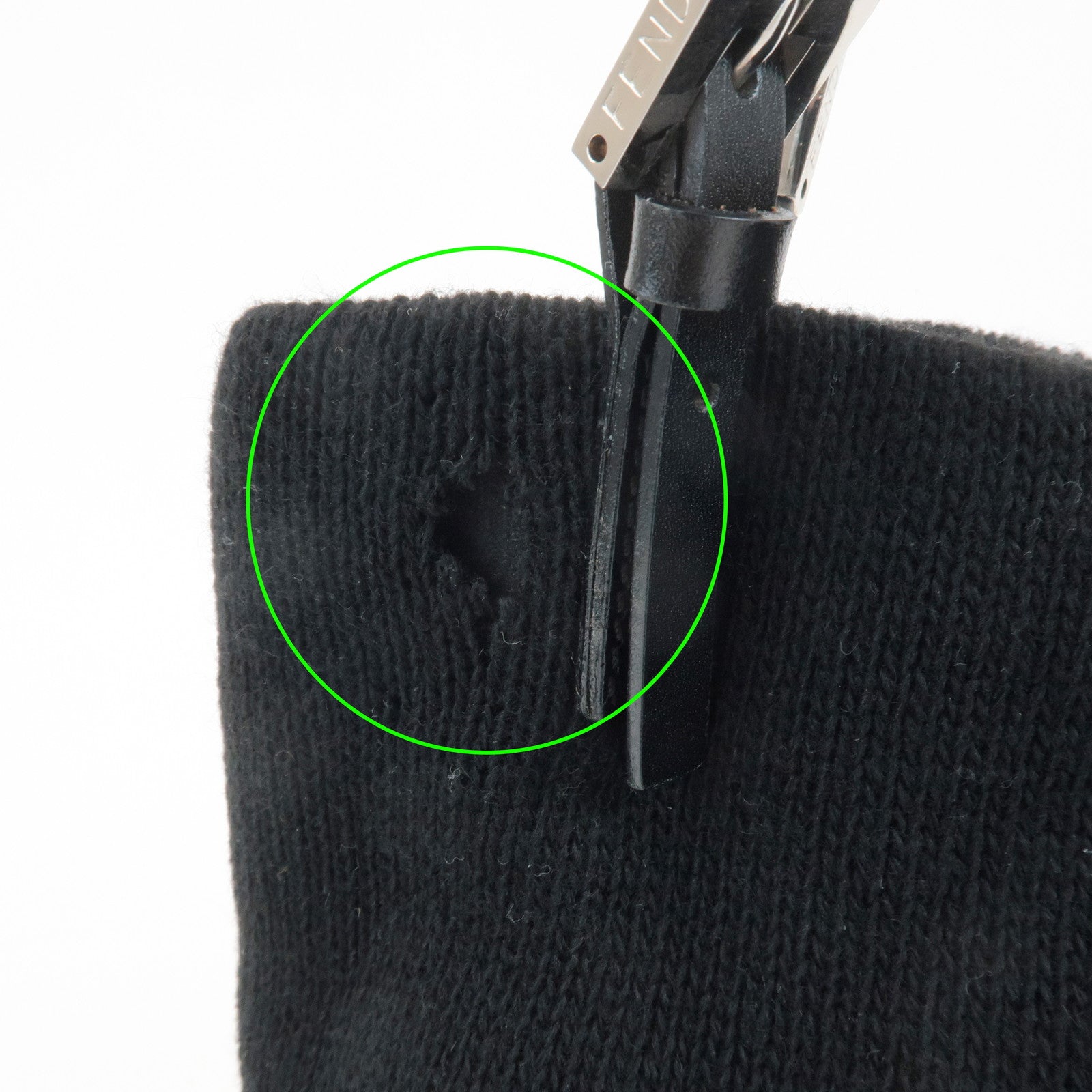 FENDI Wool Leather Tote Bag Shoulder Bag Black 26633 Used