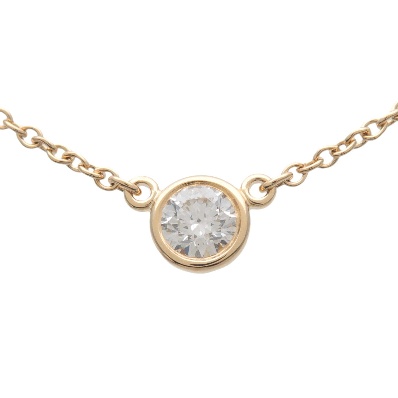 Tiffany & Co By The Yard 1P Diamond Necklace K18 750YG Yellow Gold