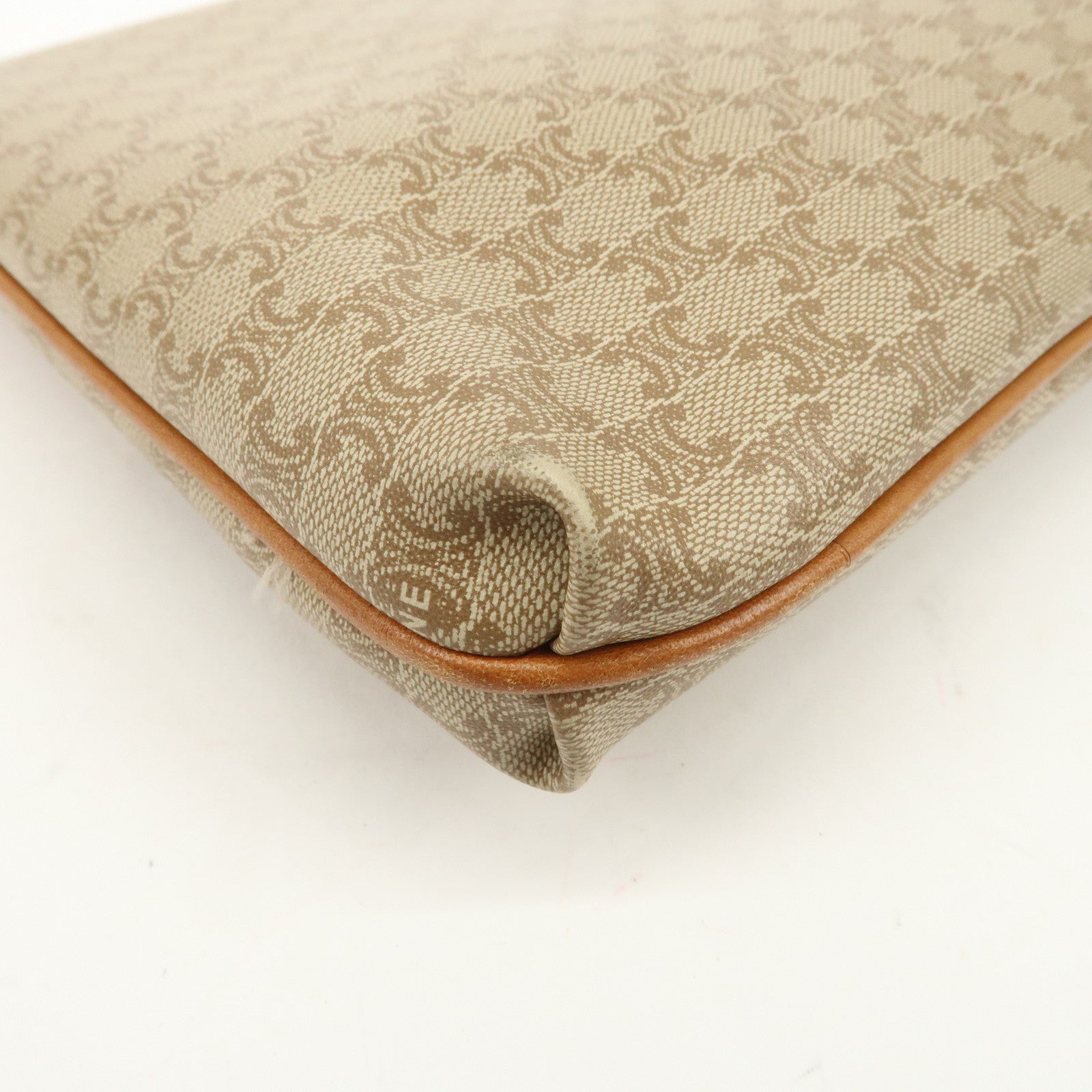 CELINE Macadam PVC Leather Clutch Bag Hand Bag Brown Beige