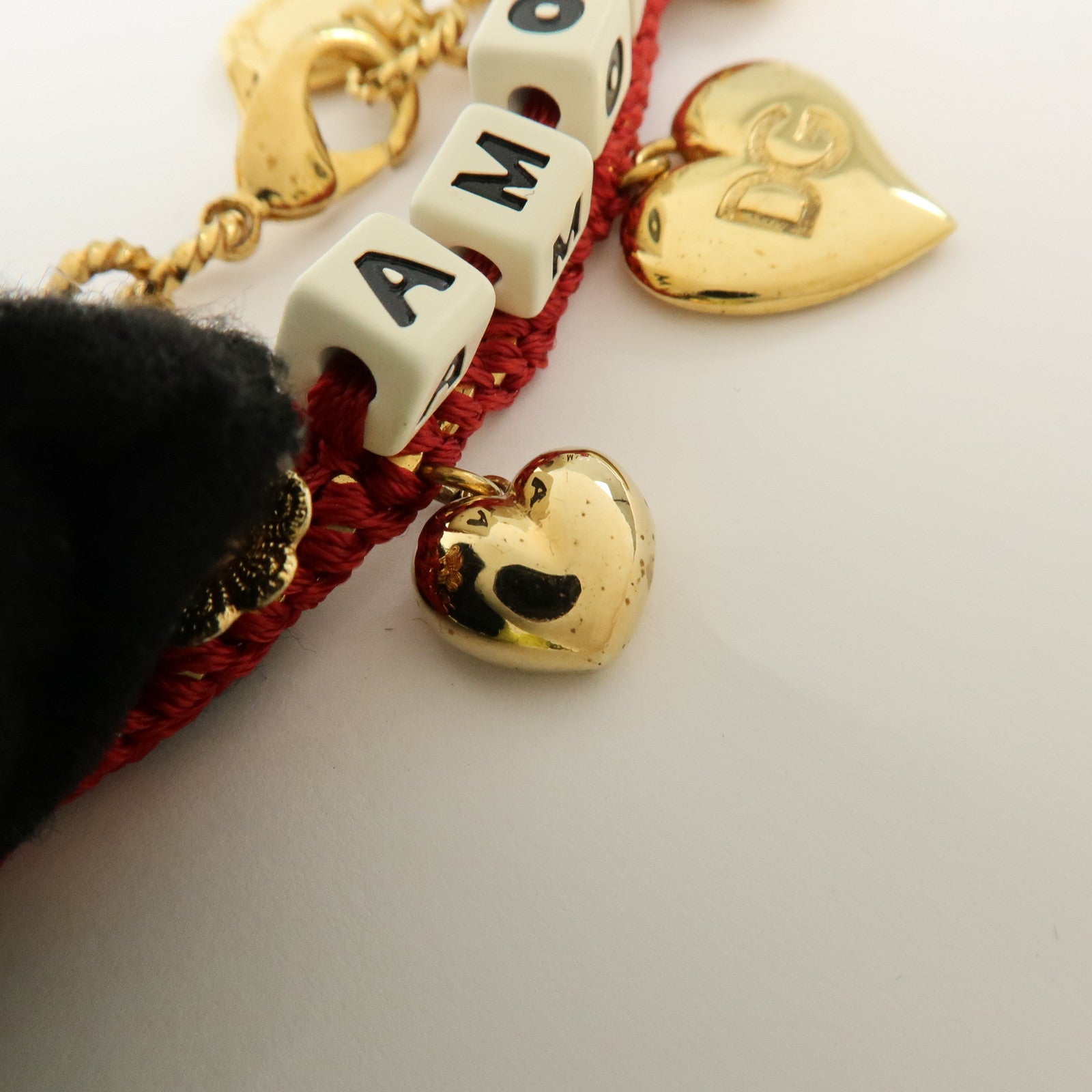 Dolce&Gabbana AMORE Heart Flower Motif Metal Bracelet Red Gold