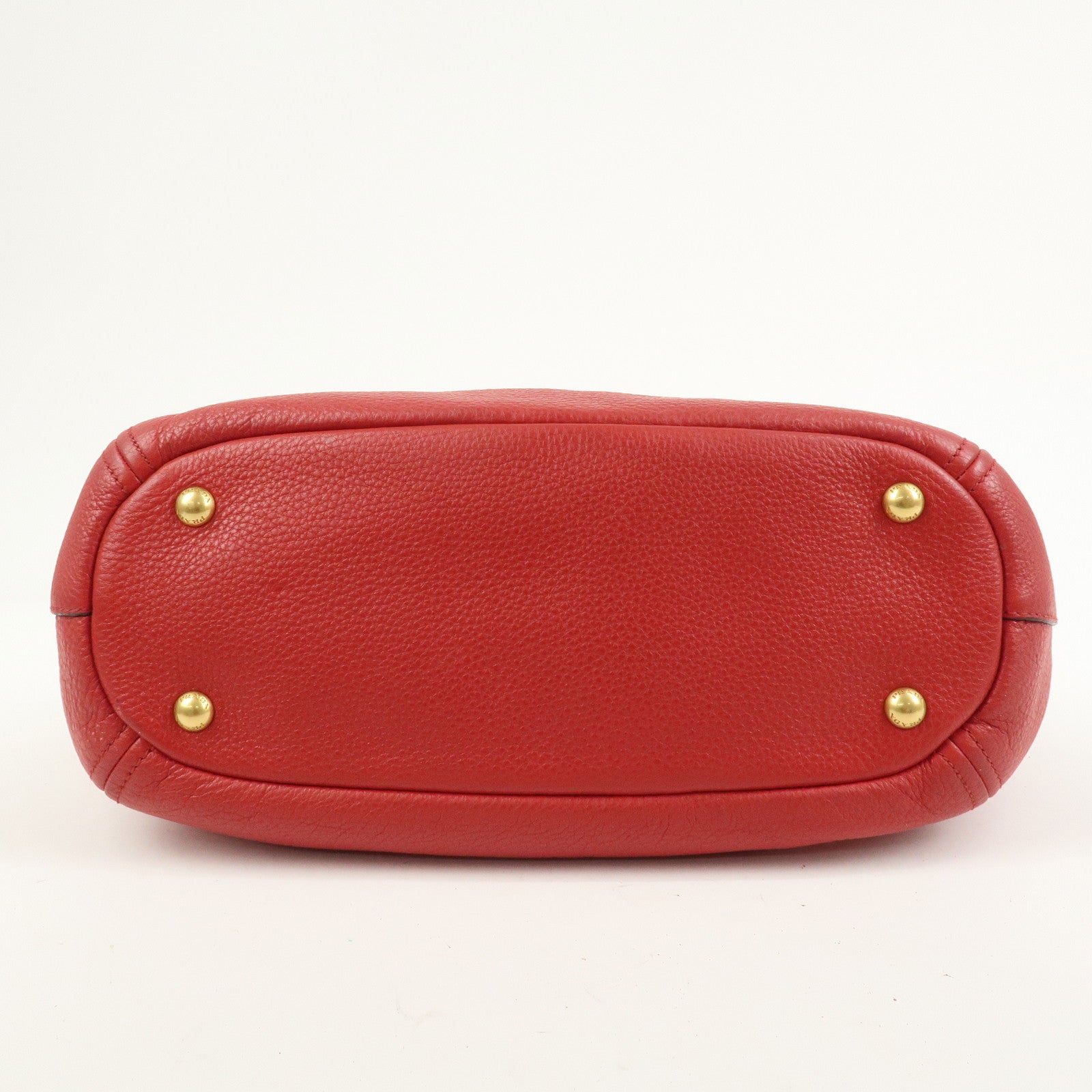 PRADA Logo Leather 2Way Bag Hand Bag Shoulder Bag Red 1BC032