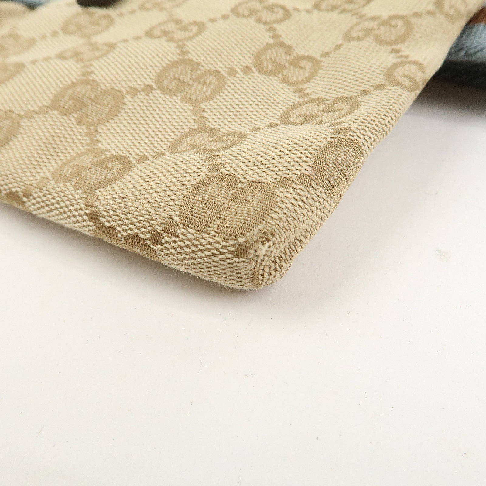 GUCCI Sherry GG Monogram Canvas Leather Body Bag Waist Pouch 162962