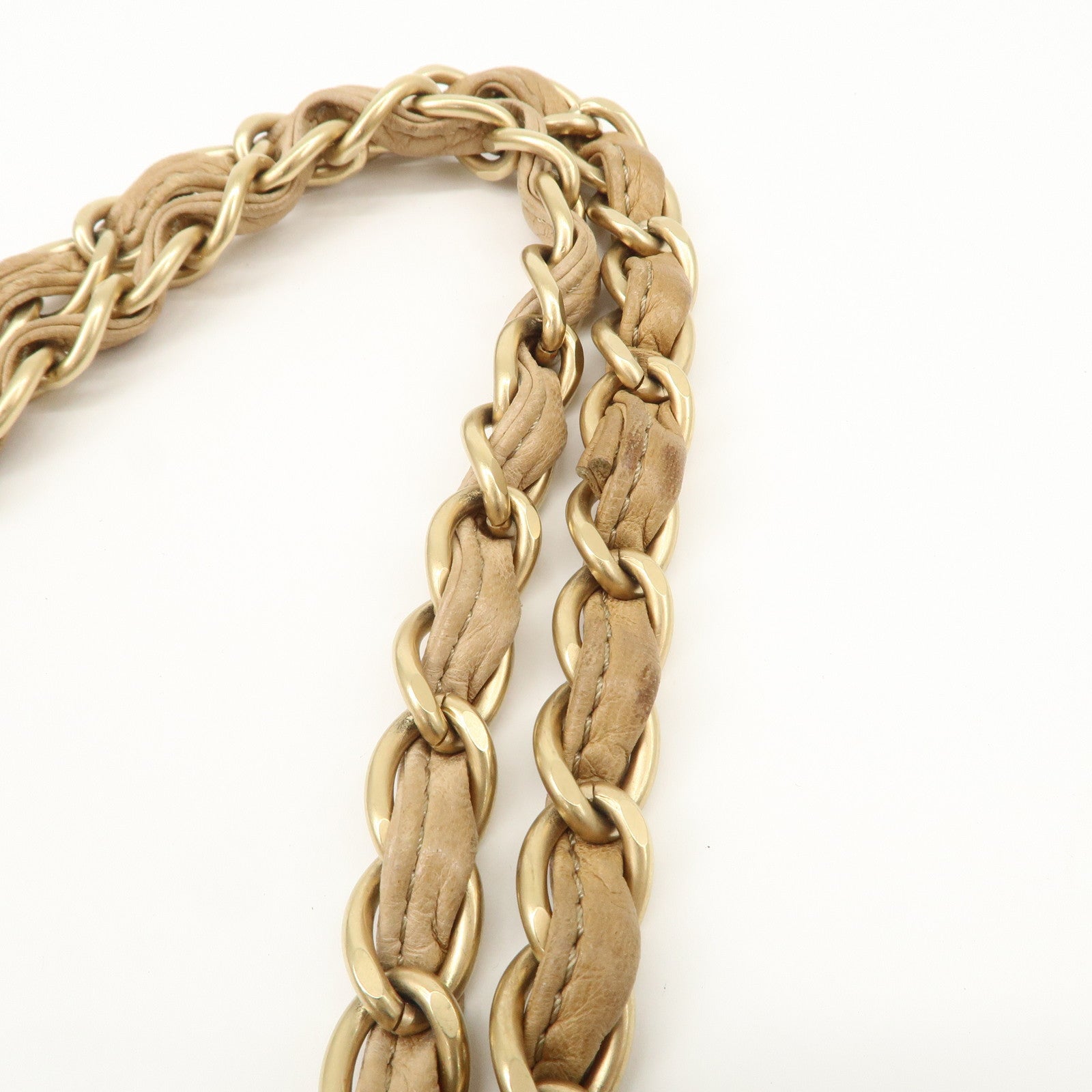 CHANEL COCO Mark Leather Suede Chain Shoulder Bag Beige Gold Used