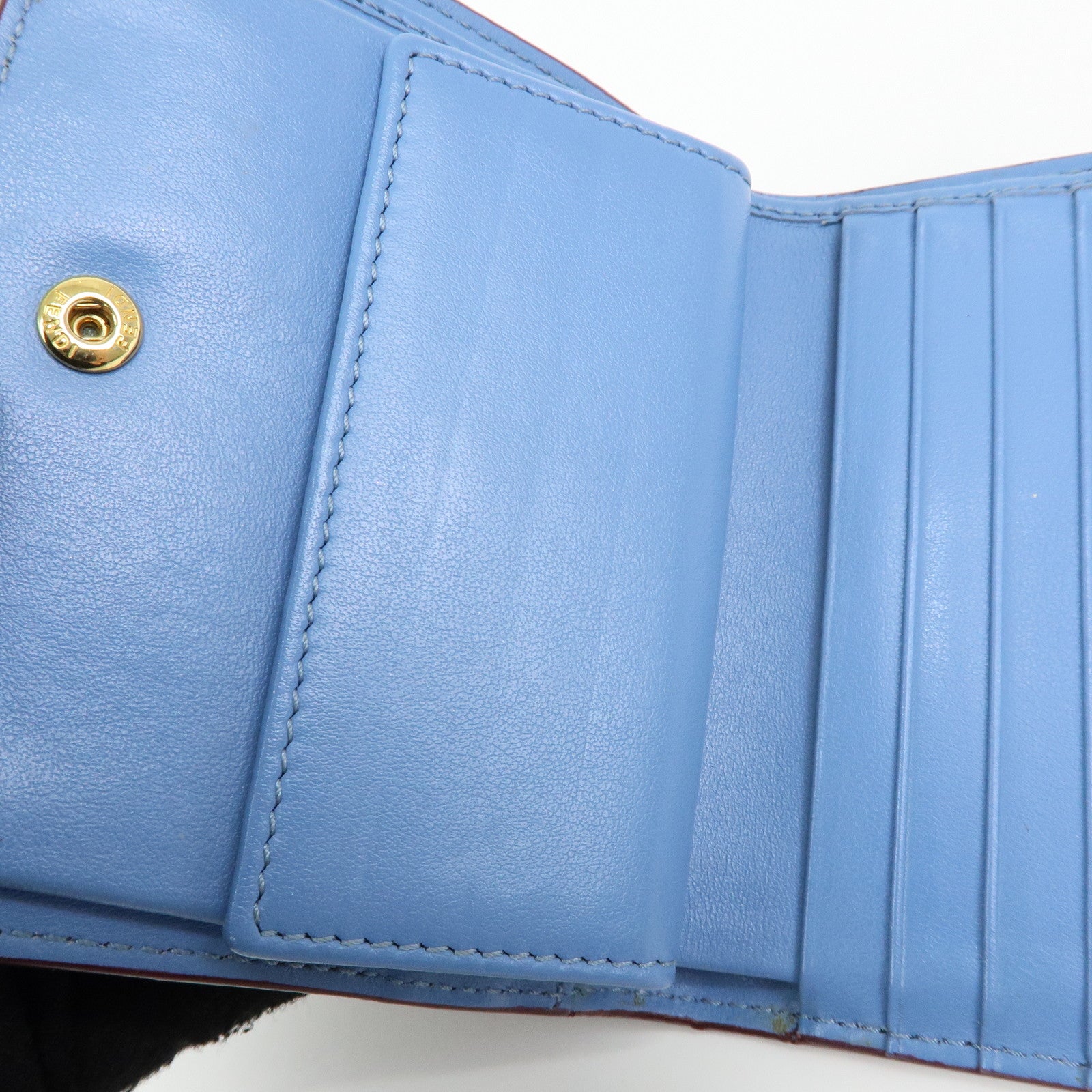 FENDI F is FENDI Leather Bi-fold Compact Wallet Gray 8M0387