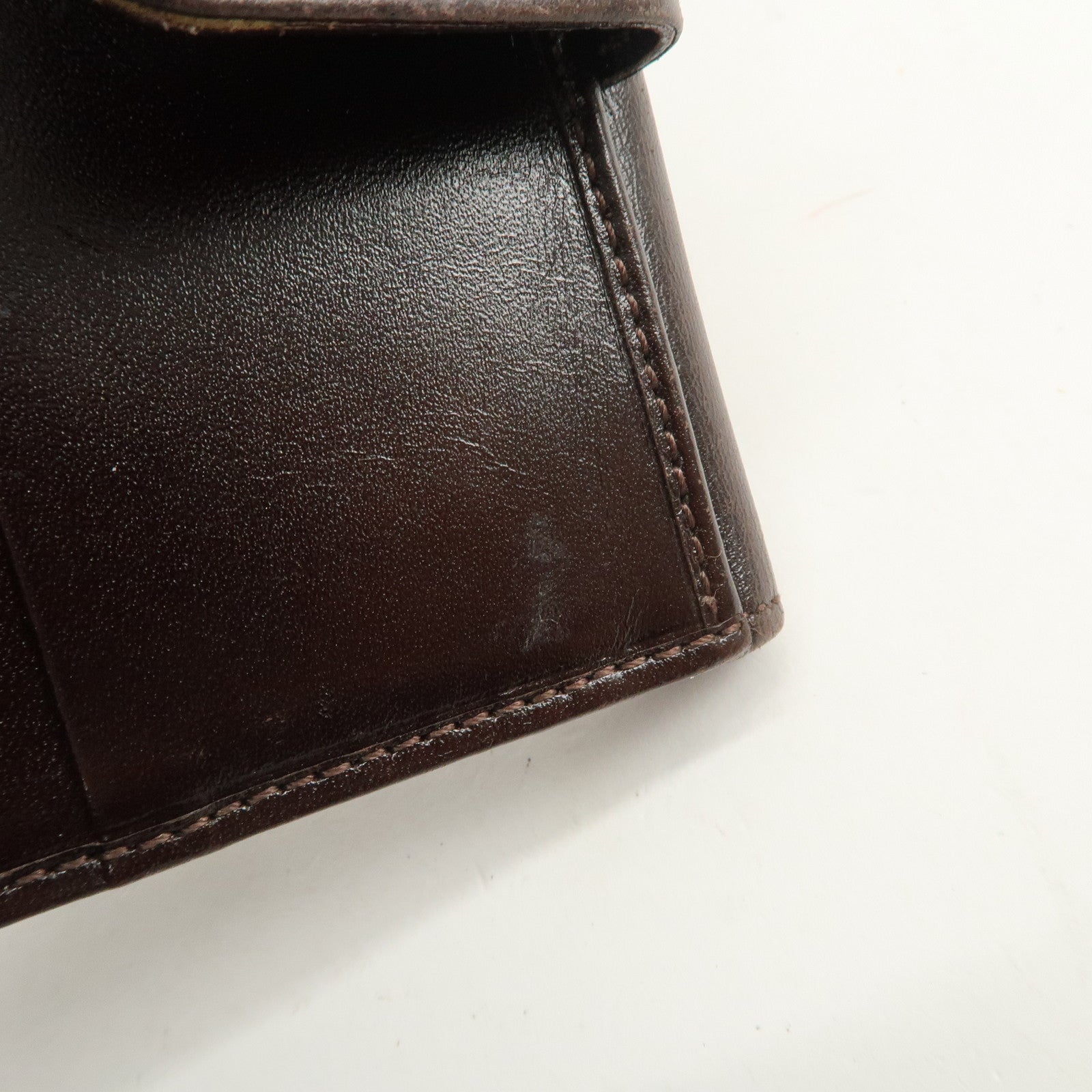 FENDI Zucca Logo Canvas Leather Compact Wallet Brown 12671