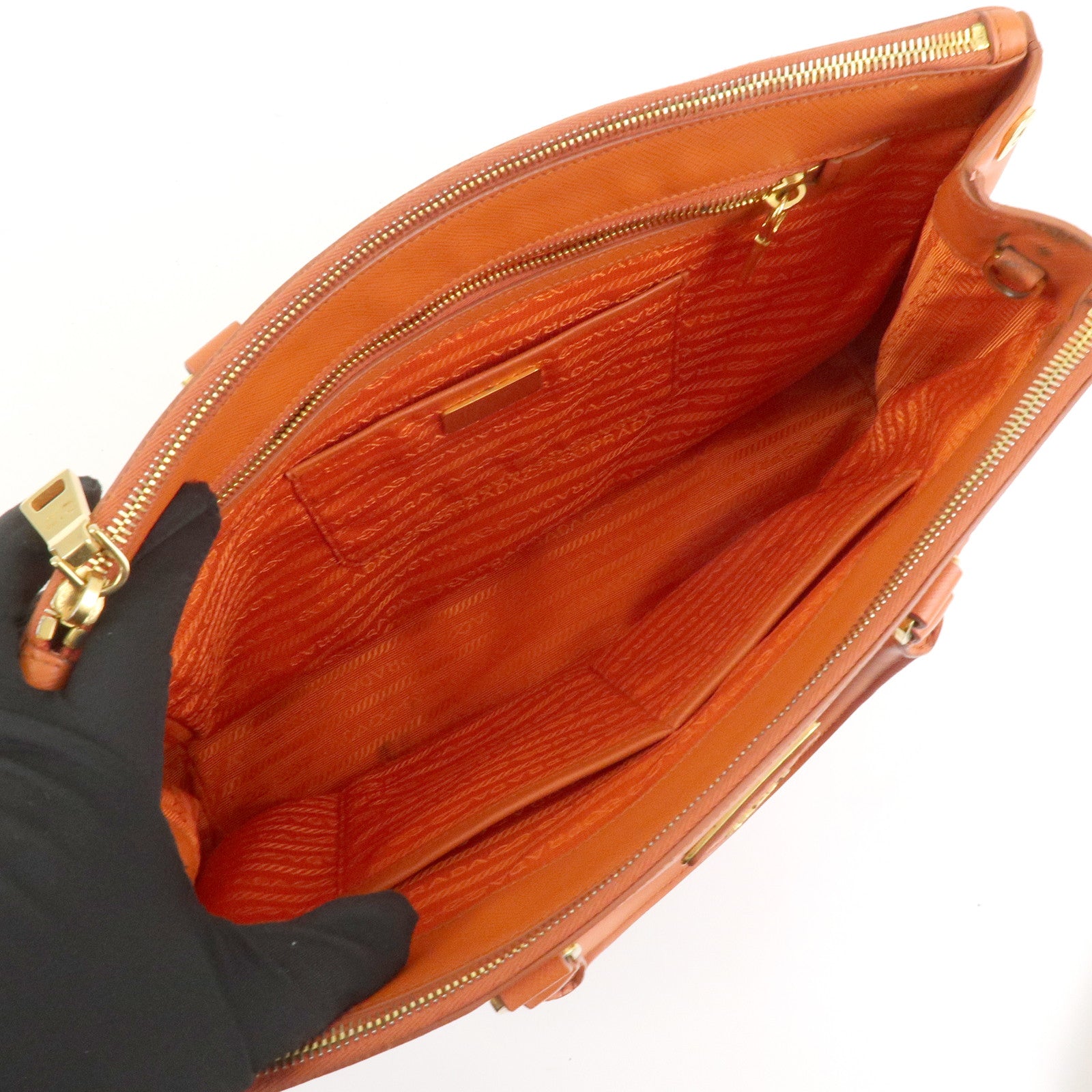 PRADA Galleria Saffiano Leather 2Way Bag Orange 1BA274