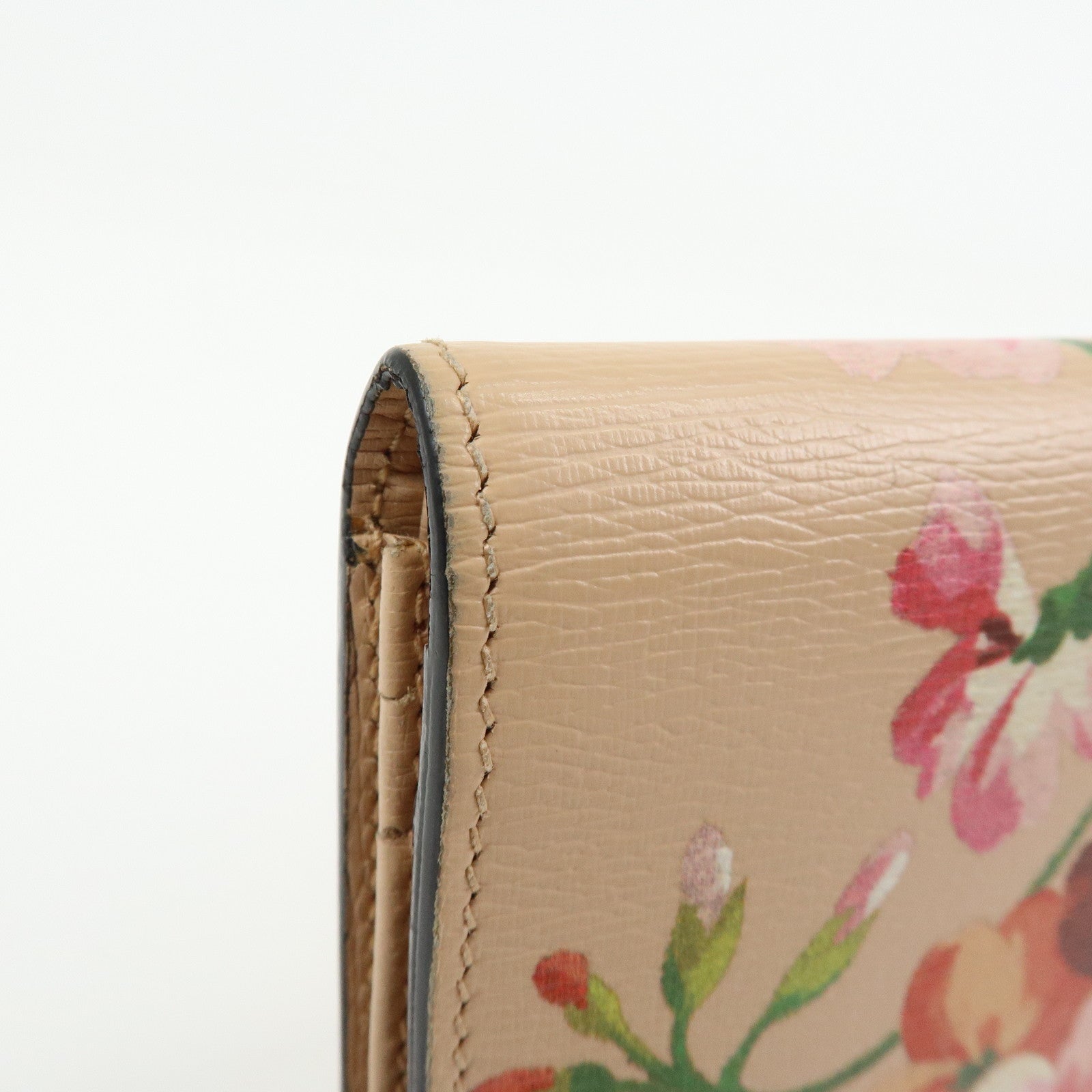 GUCCI Flora Leather Compact Bi-Fold Wallet Pink 410120