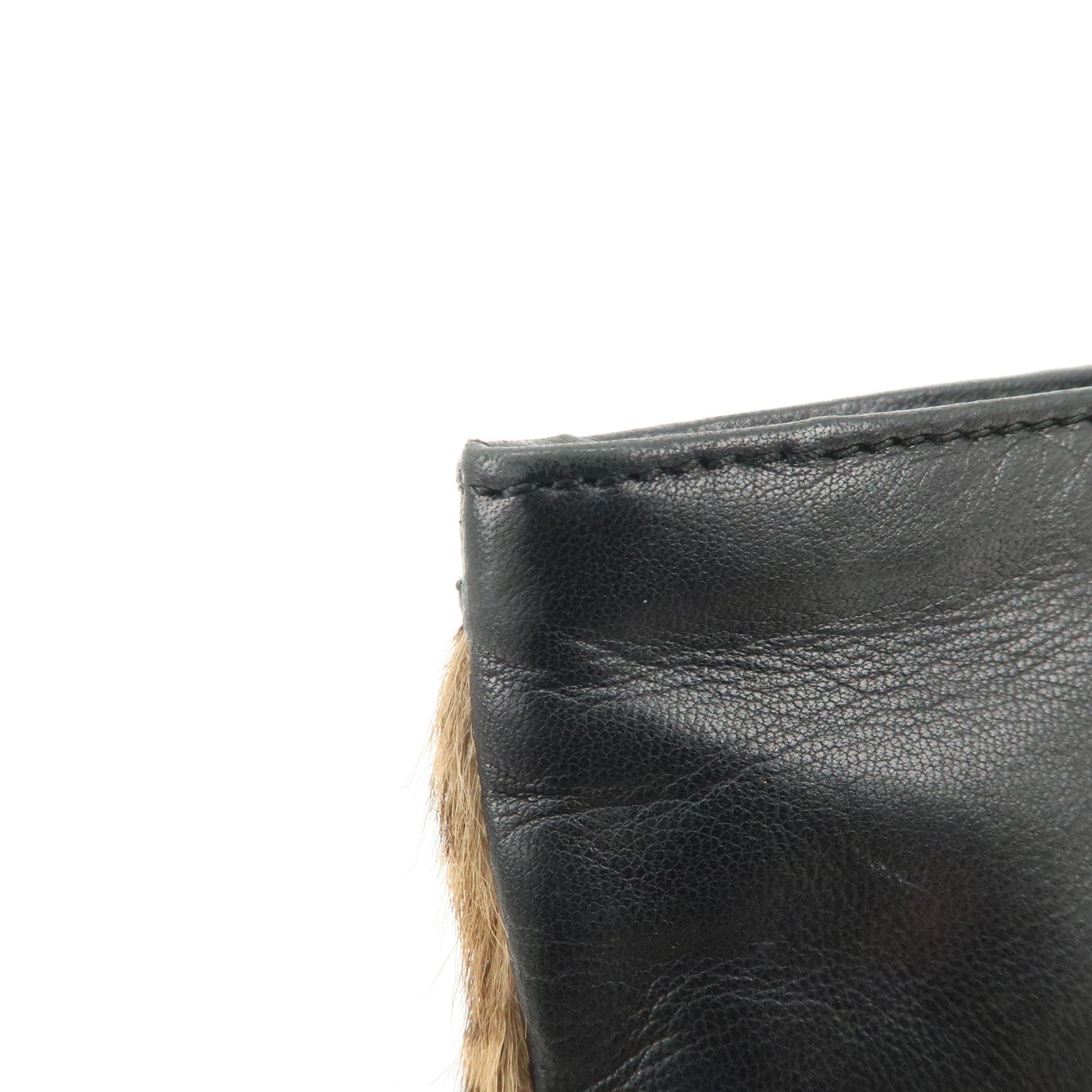 LOEWE Pony Hair Leather Pouch Leopard Brown Black Gold HDW Used