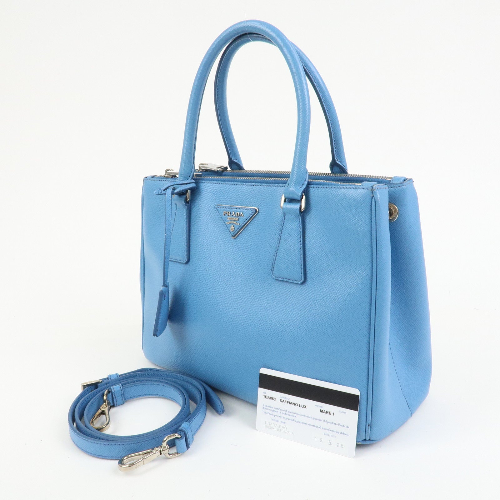 PRADA Traingle Logo Galleria 2Way Shoulder Bag Hand Bag 1BA863