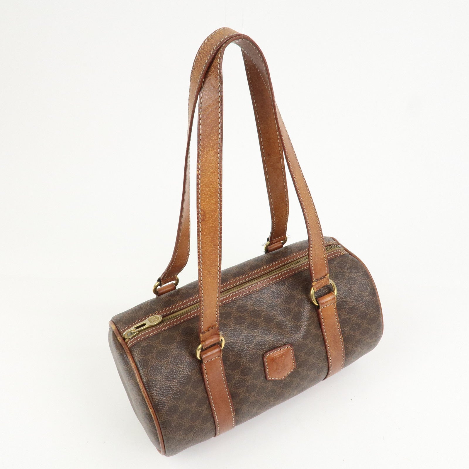 CELINE Macadam PVC Leather Hand Bag Shoulder Bag Brown