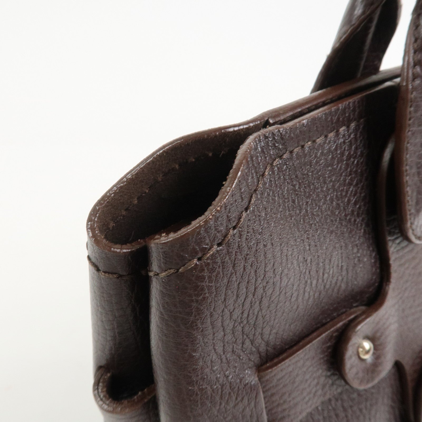 Ferragamo Logo Leather Tote Bag Shoulder Bag Brown