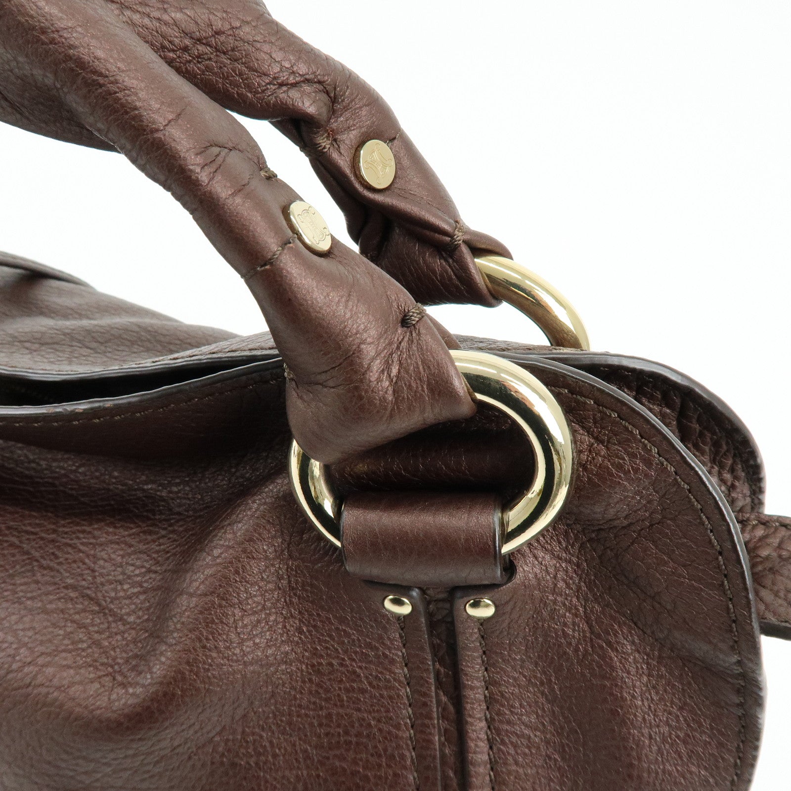 CELINE Leather Bittersweet Shoulder Bag Hand Bag Bronze