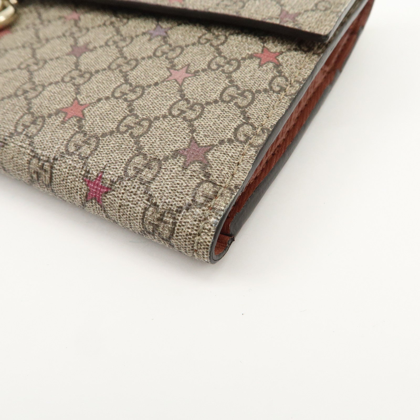 GUCCI Interlocking G GG Supreme Star Tri-Fold Compact Wallet 212106 Used