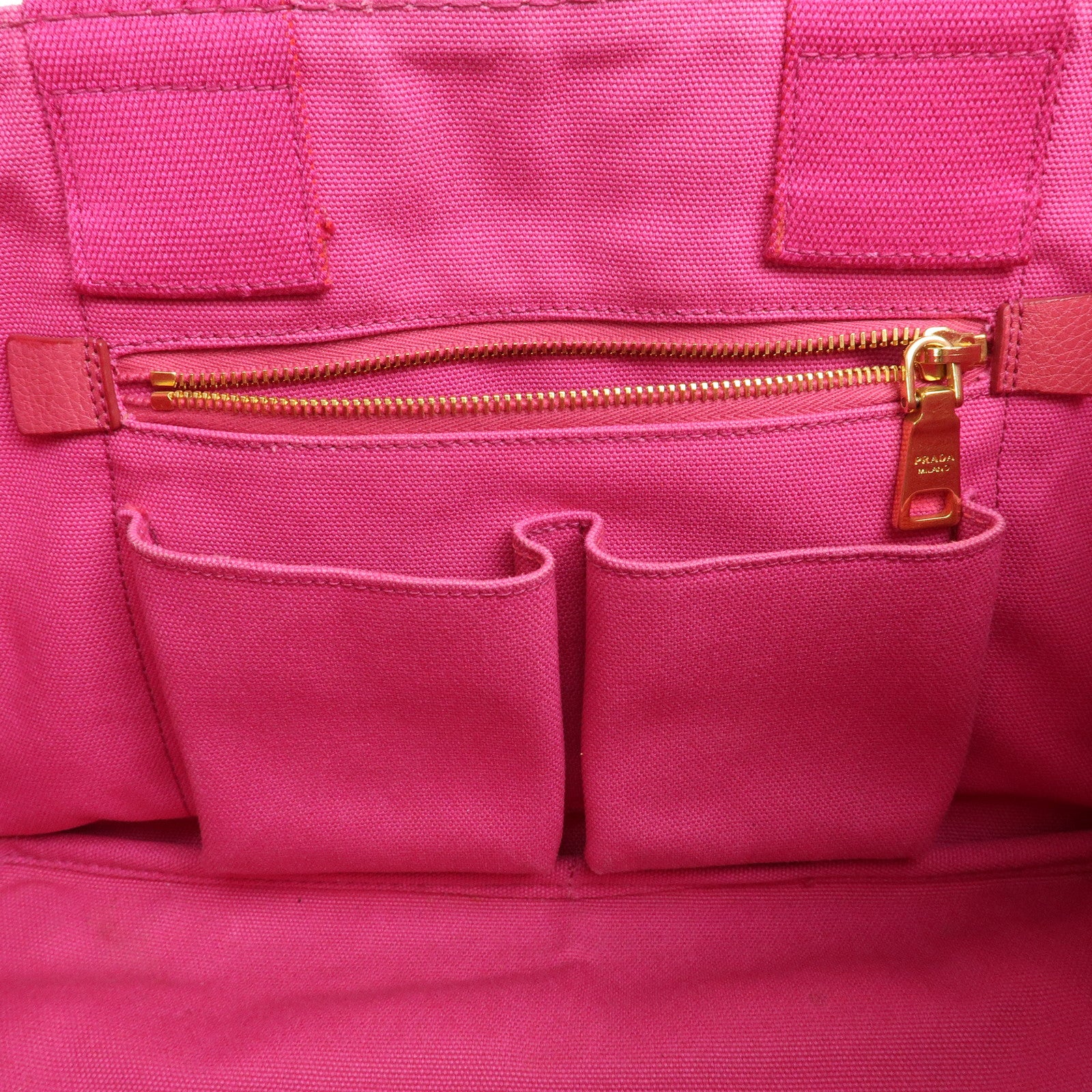 PRADA Triangle Logo Canapa Canvas Hand Bag Tote Bag Pink BN1872