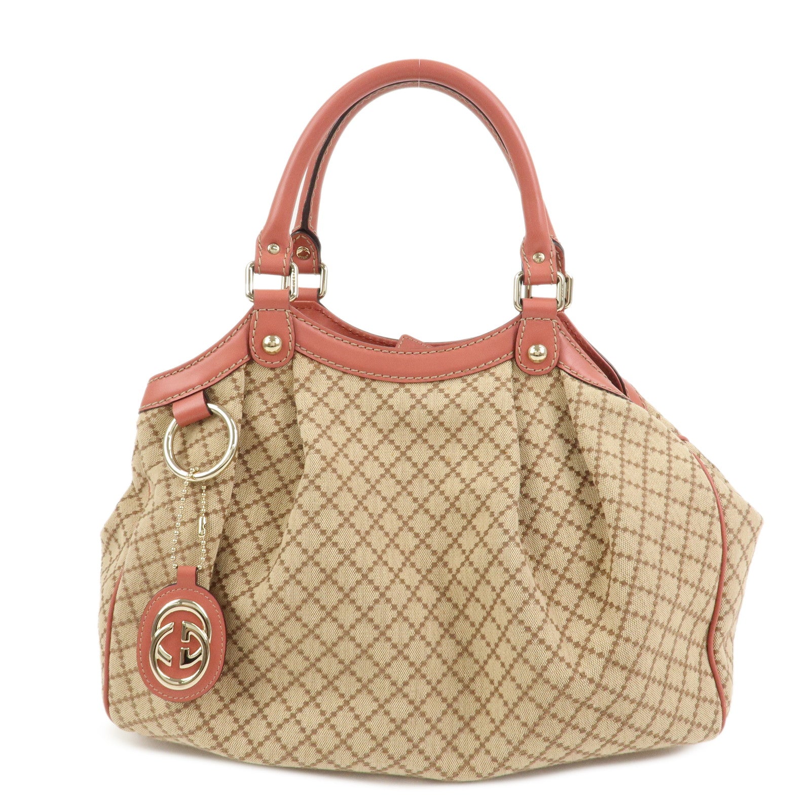 GUCCI Diamante Sukey Interlocking G Tote Bag Hand Bag Brown 211944
