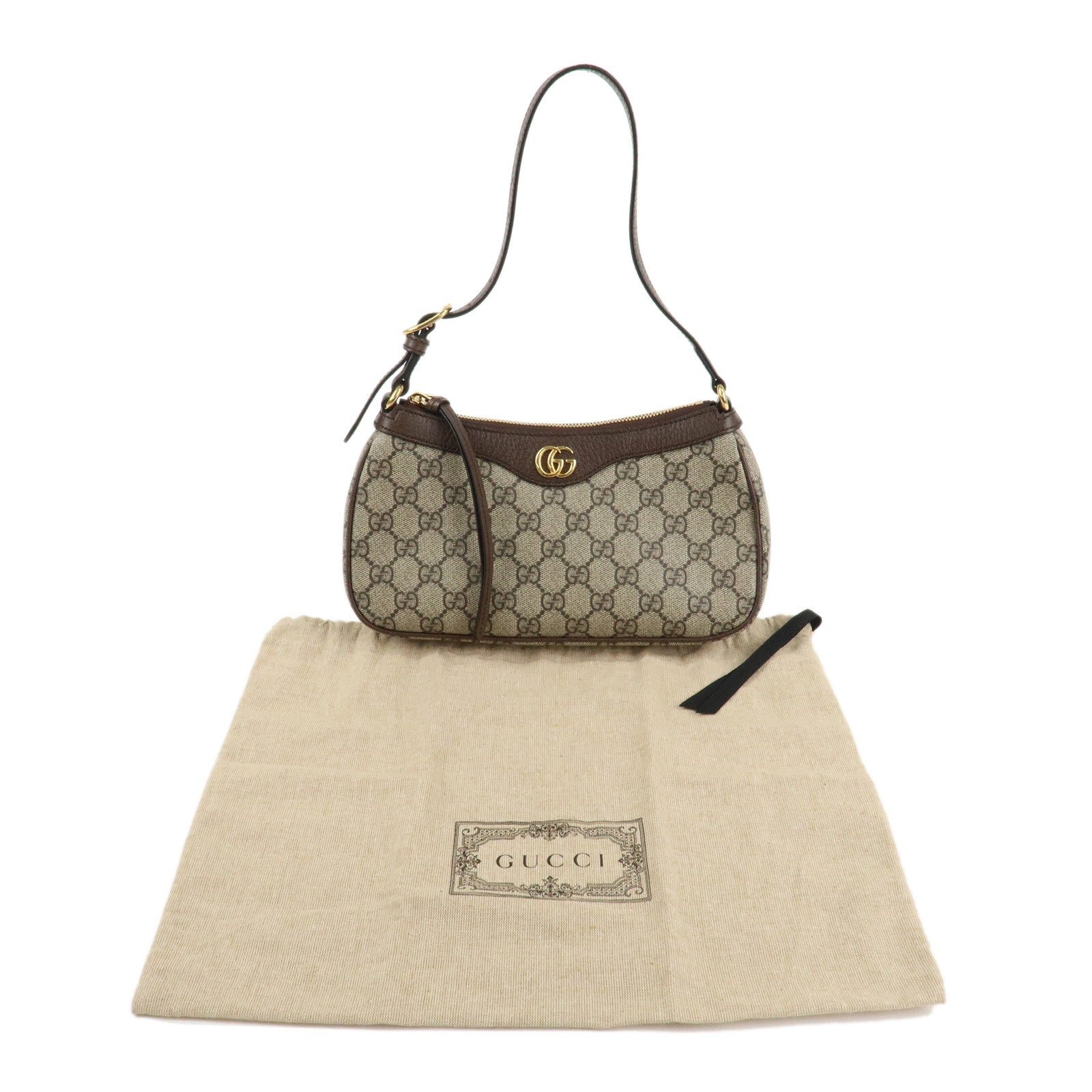 GUCCI Ophidia GG Supreme Leather Shoulder Bag Beige Brown 135145 Used