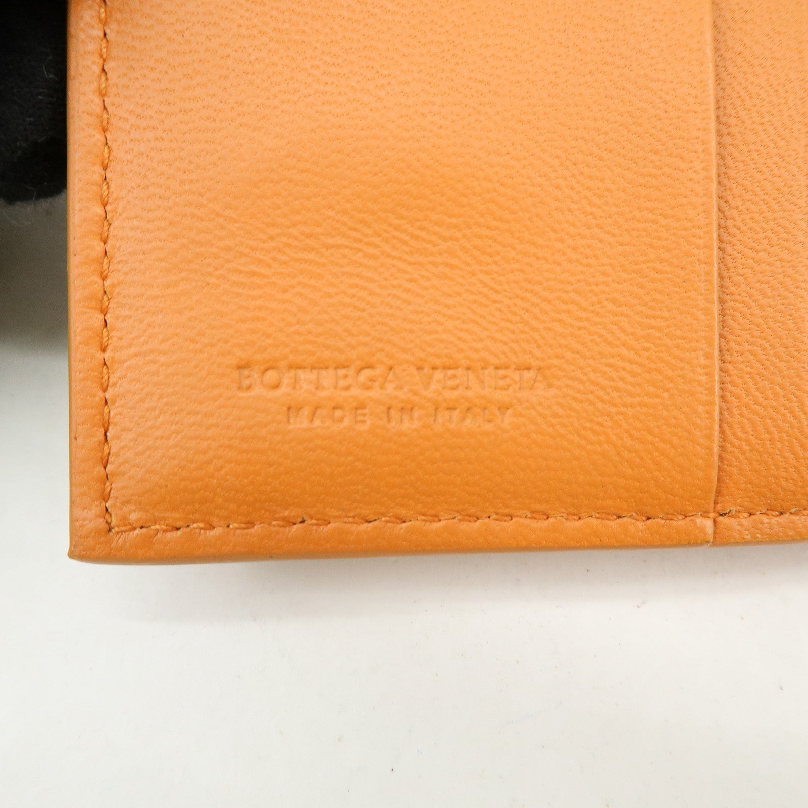 Bottega Veneta Intrecciato Leather Bi-fold Comact Wallet Orange