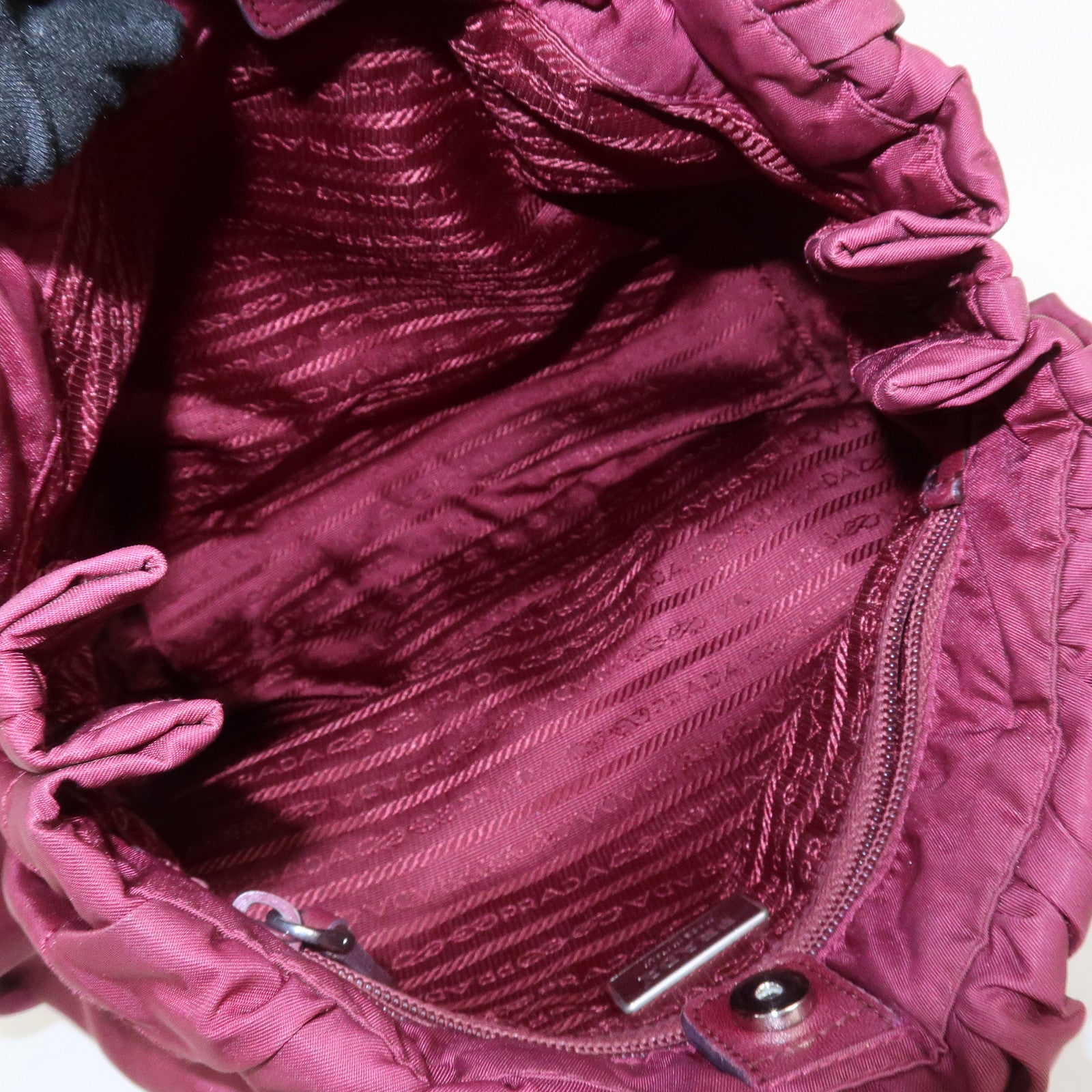 PRADA Triangle Nylon Leather Tote Bag Shoulder Bag Bordeaux