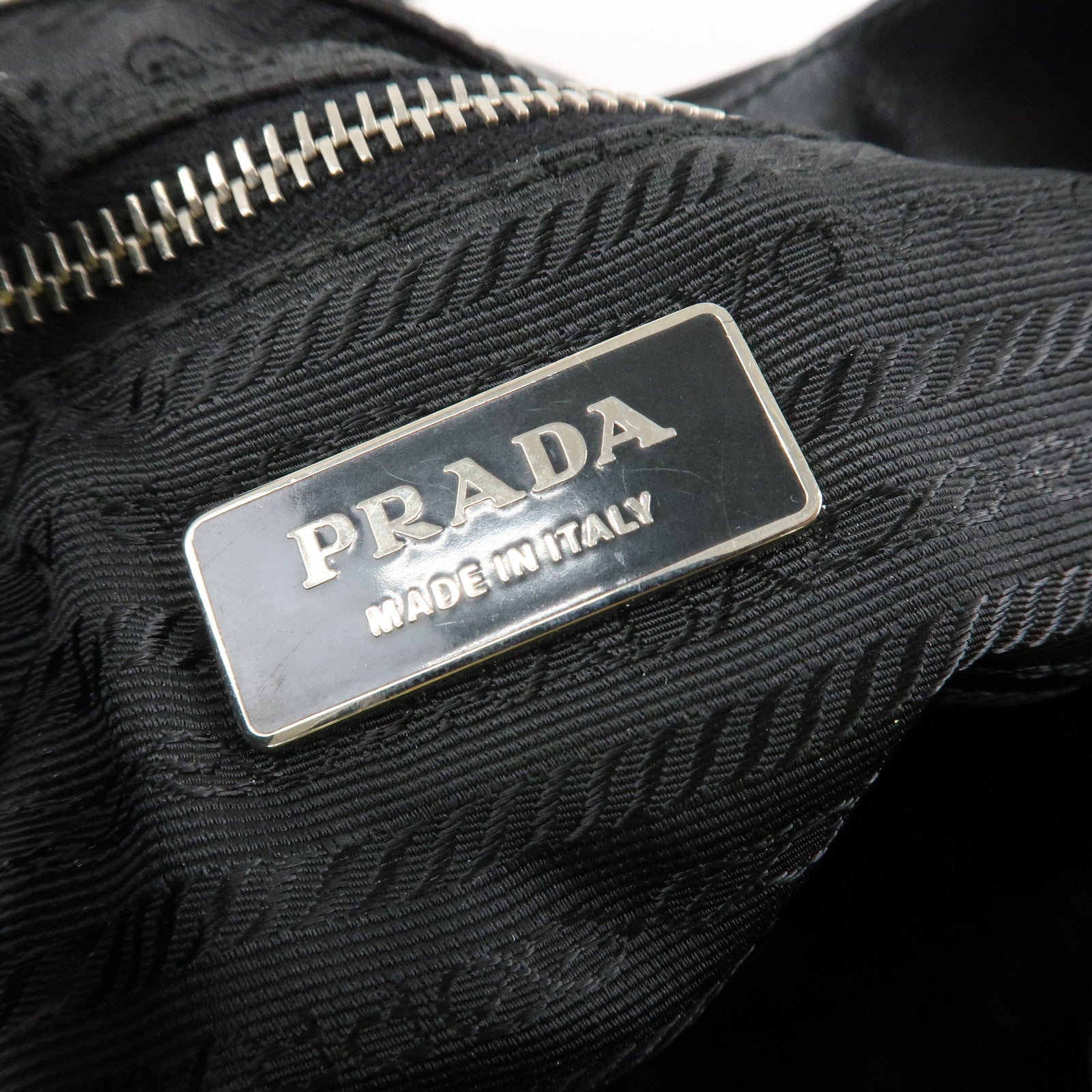 PRADA Moon Silhouette Shoulder Bag Hand bag Black Silver HDW BR0828 Used