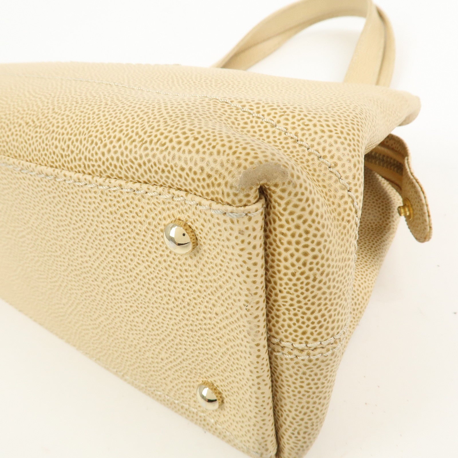 CHANEL COCO Mark Caviarskin Shoulder Bag Hand Bag Beige