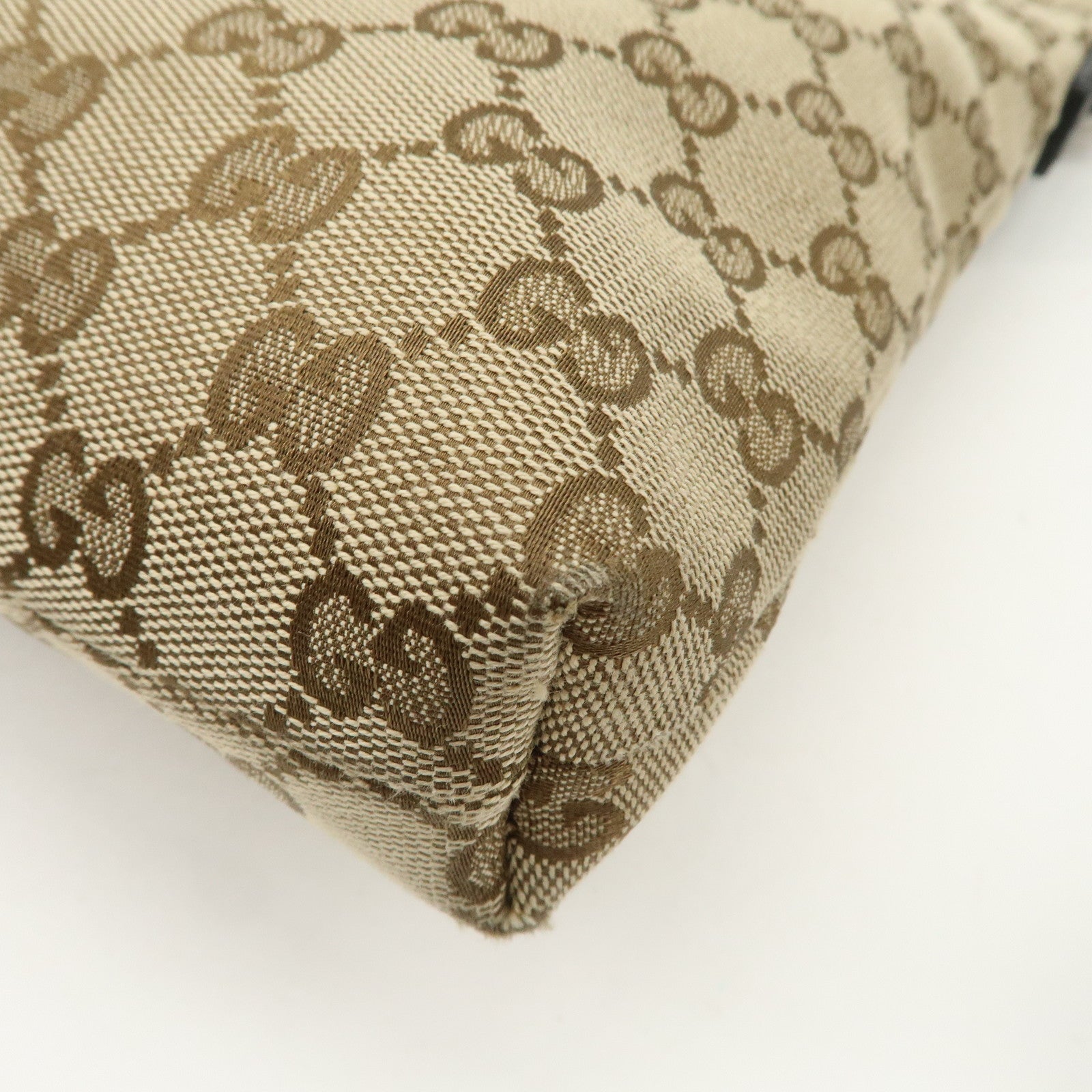 GUCCI Sherry GG Canvas Leather Shoulder Bag Beige Black 388926