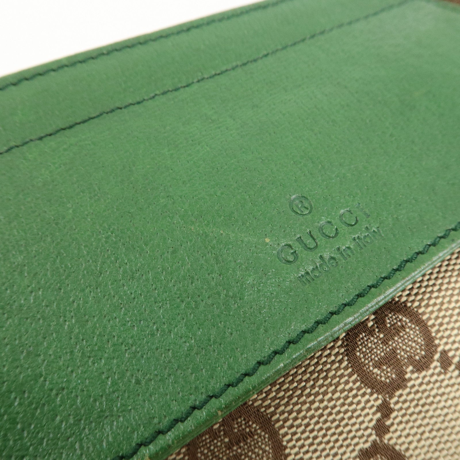 GUCCI GG Canvas Leather Waist Bag Crossbody Bag Beige Green 28566 Used