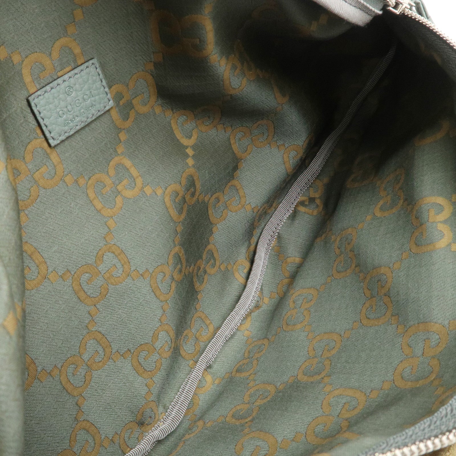 GUCCI GG Monogram GG Ripstop Leather Waist Bag Crossbody Bag Khaki