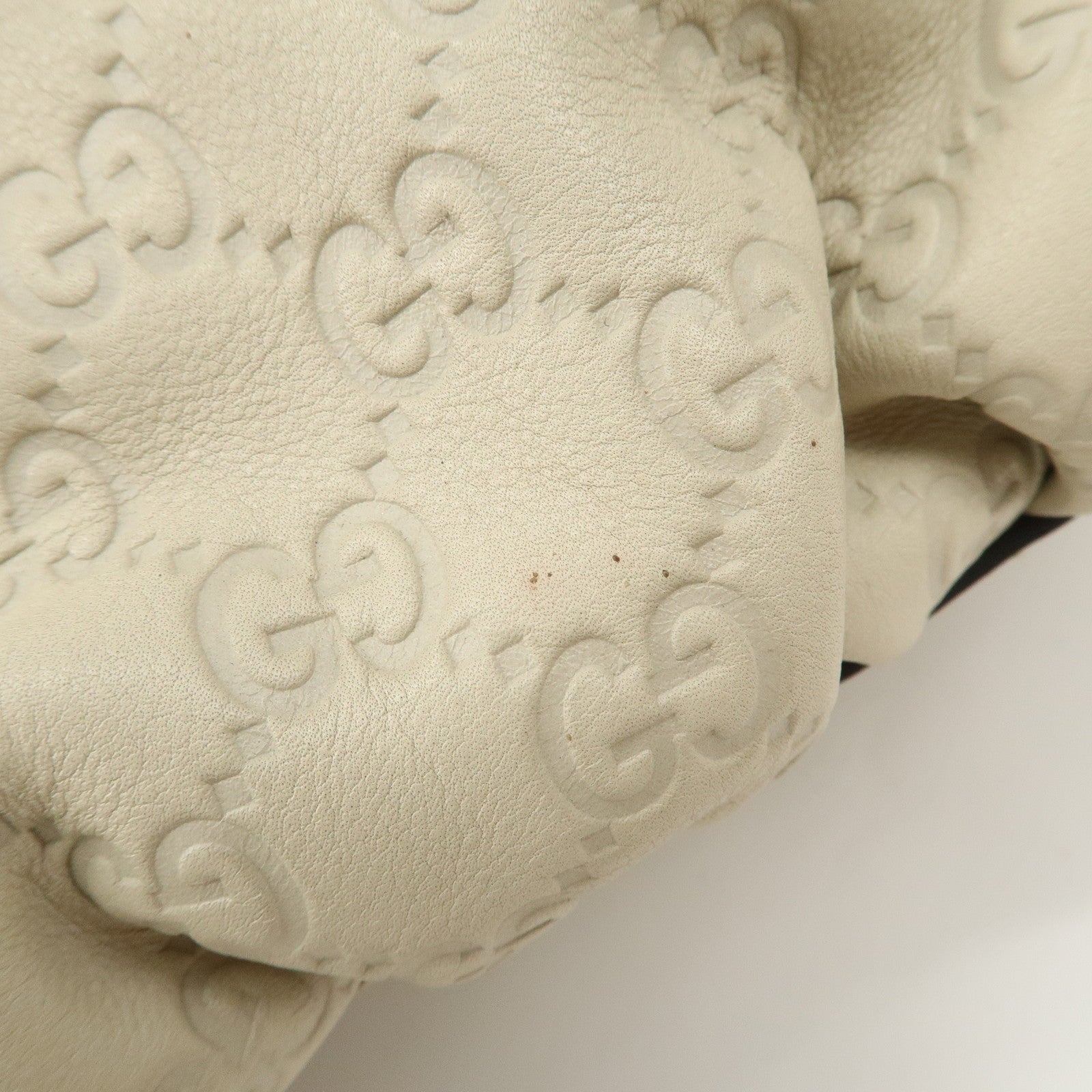 GUCCI Abbey Guccissima Leather Shoulder Bag Hand Bag Ivory 190525 Used