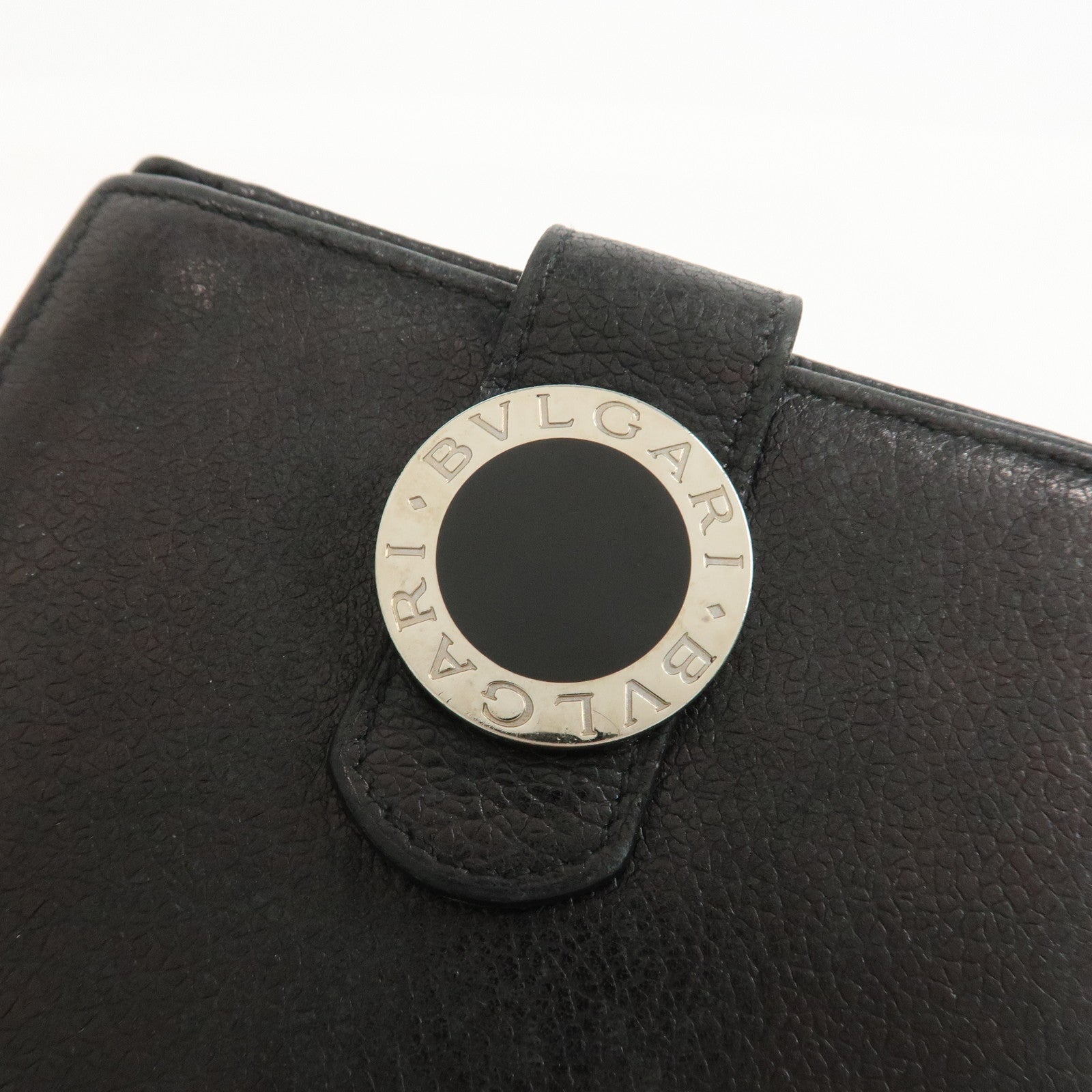BVLGARI Set of 2 Leather Compact Wallet Bi-fold Wallet Black