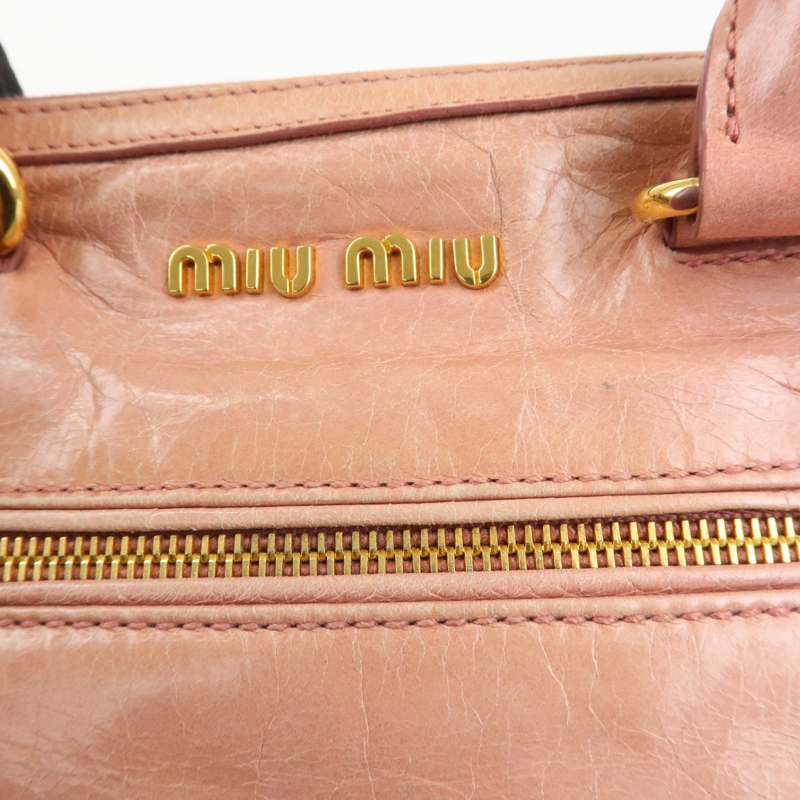 MIU MIU Leather 2Way Bag Shoulder Bag Hand Bag Pink Used