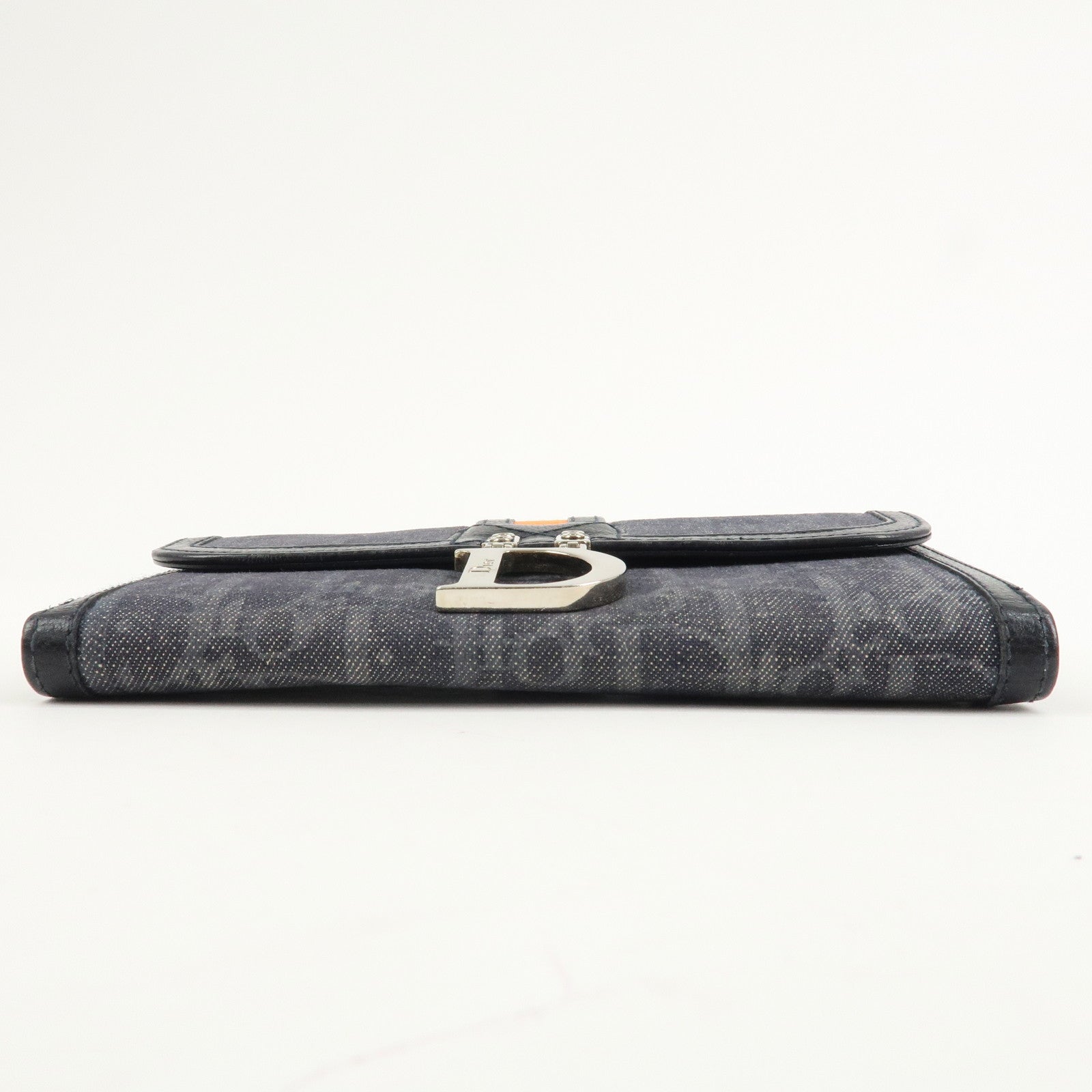 Christian Dior Flight Line Trotter Canvas Leather Logo Charm Wallet Used