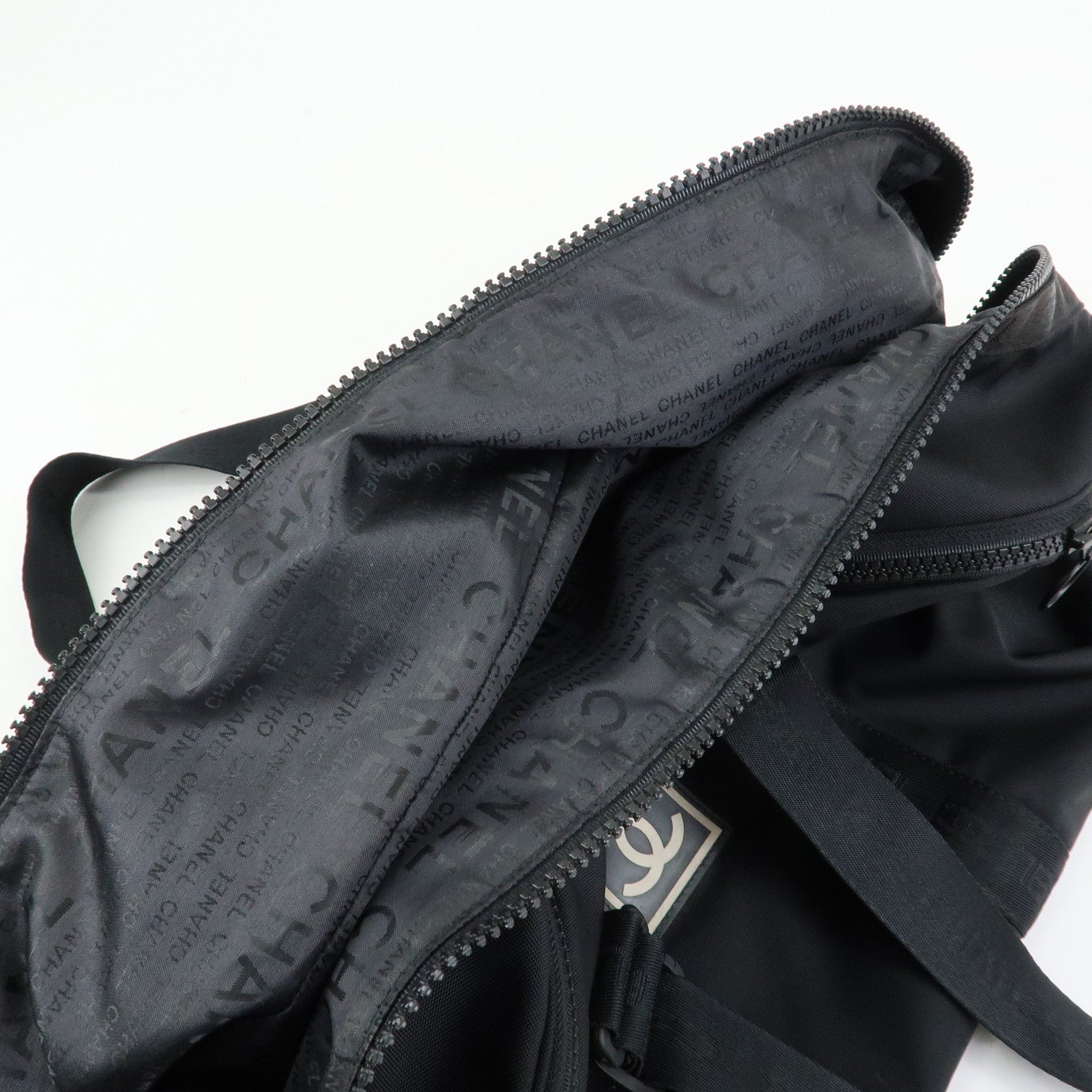 CHANEL COCO Mark Sport Line Nylon Boston Bag Shoulder Bag Black