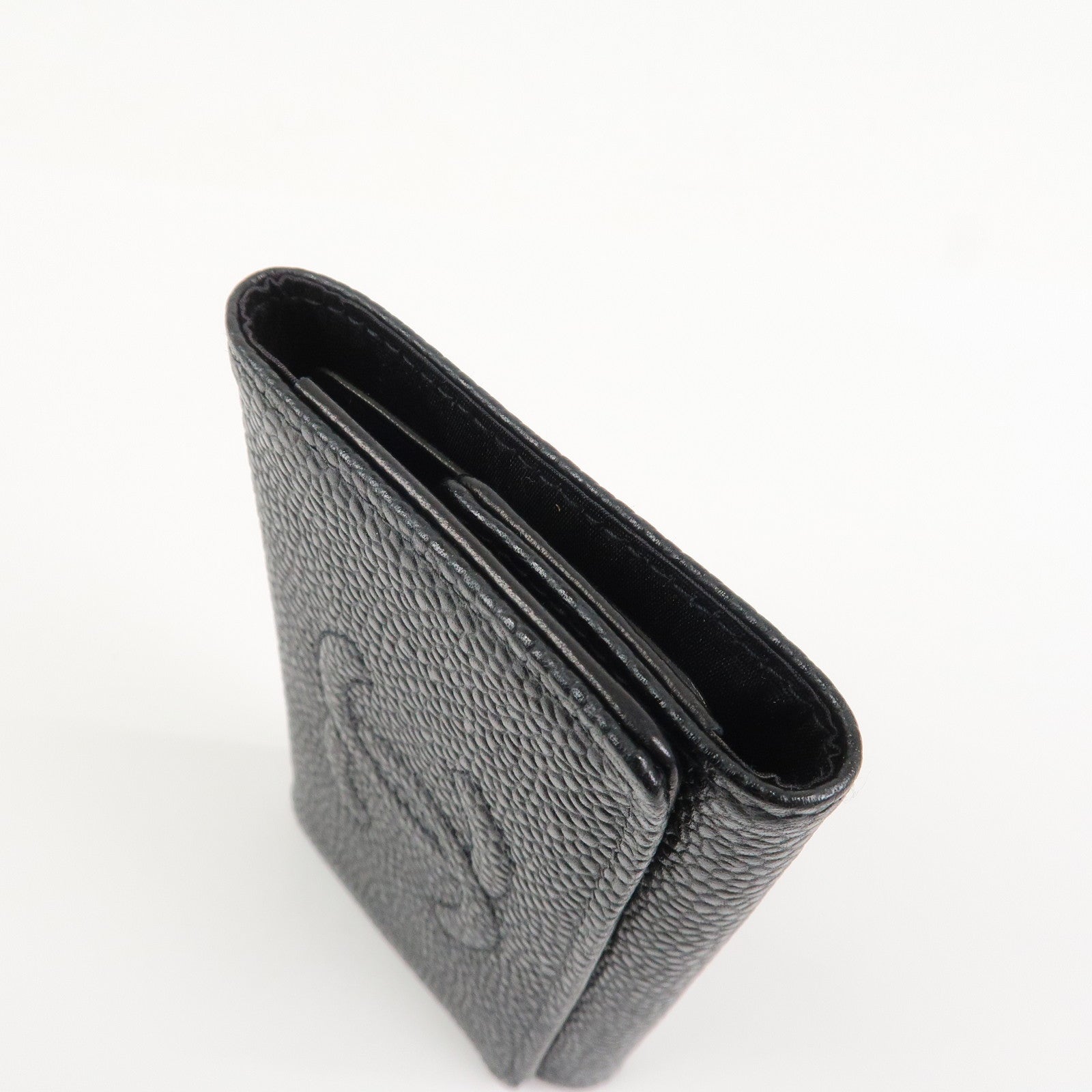 CHANEL COCO Mark Caviarskin 6 Rings Key Case Key Holder A01439