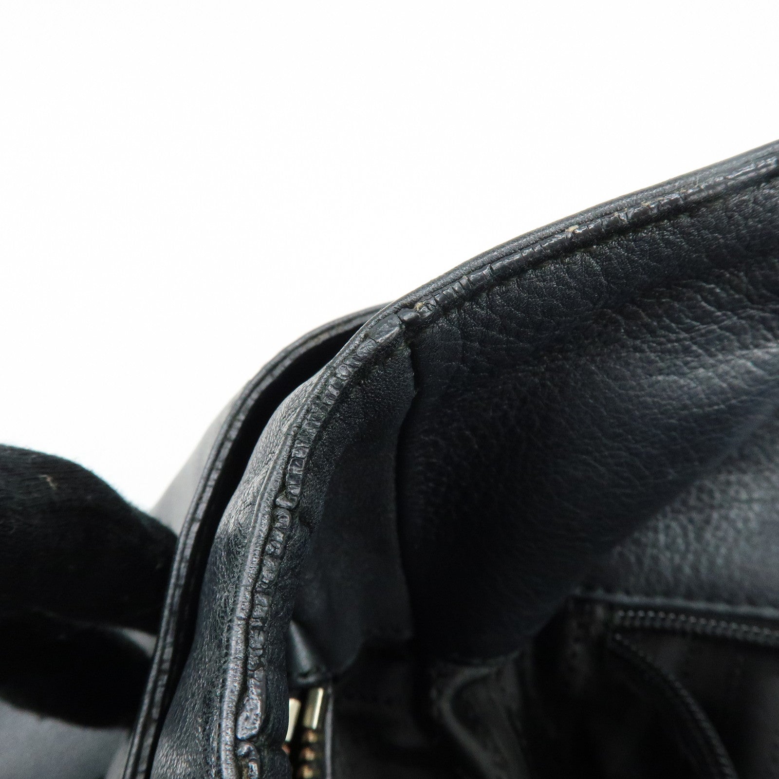Ferragamo Gancini Leather Chain Tote Bag Shoulder Bag Black