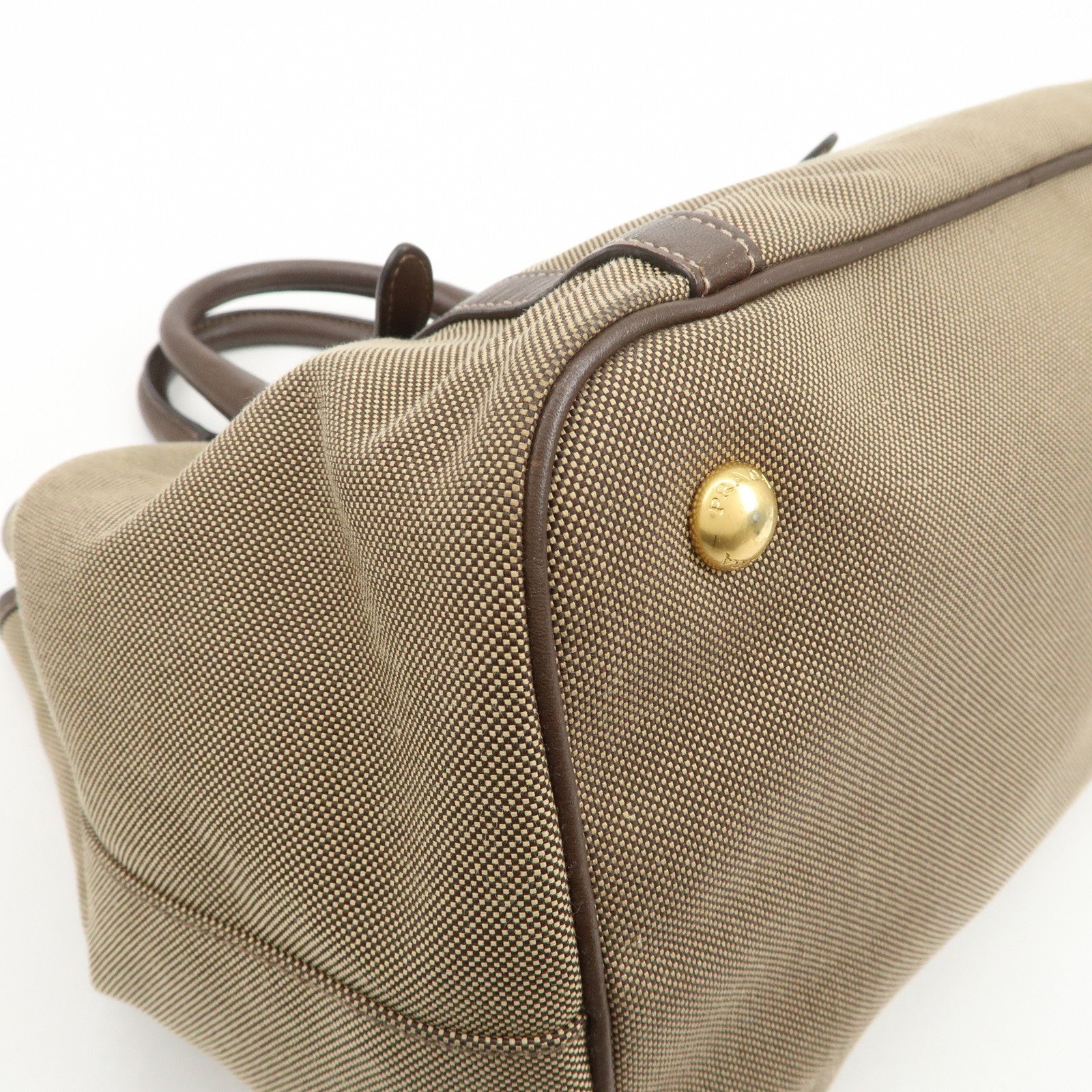 PRADA Jaguard Canvas Leather 2Way Tote Bag Shoulder Bag BN1841