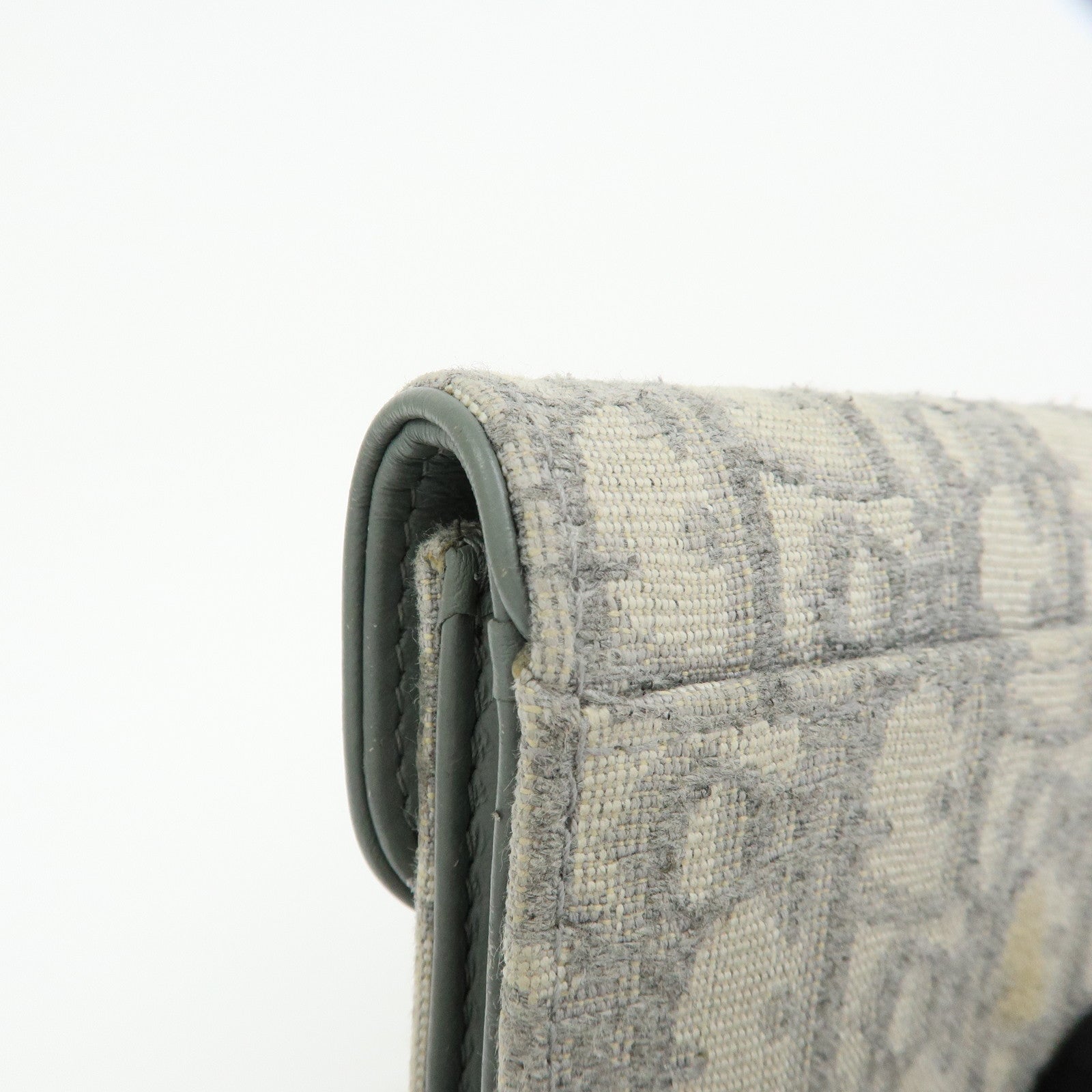 Christian Dior Trotter Jacquard Canvas Bi-fold Compact Wallet Gray