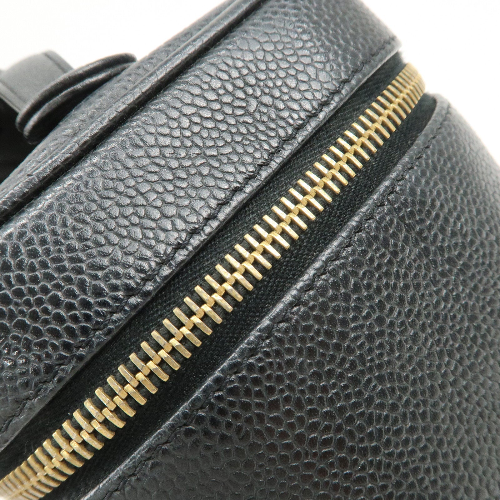 CHANEL COCO Mark Caviarskin Vanity Bag Hand Bag Makeup Bag A01998