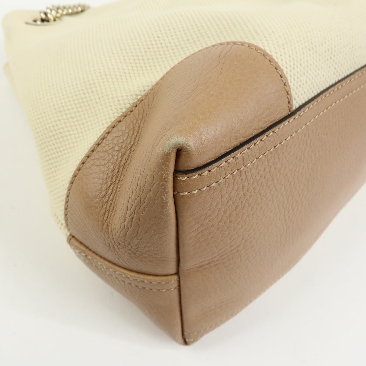 GUCCI SOHO Interlocking G Canvas Leather Chain Shoulder Bag 308982
