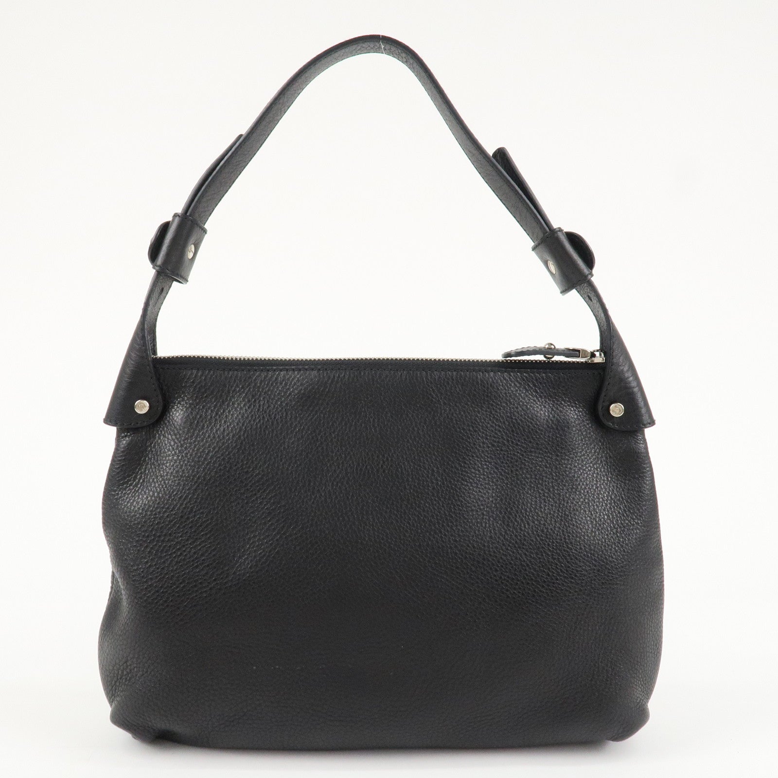 Ferragamo Gancini Leather Shoulder Bag Black Used