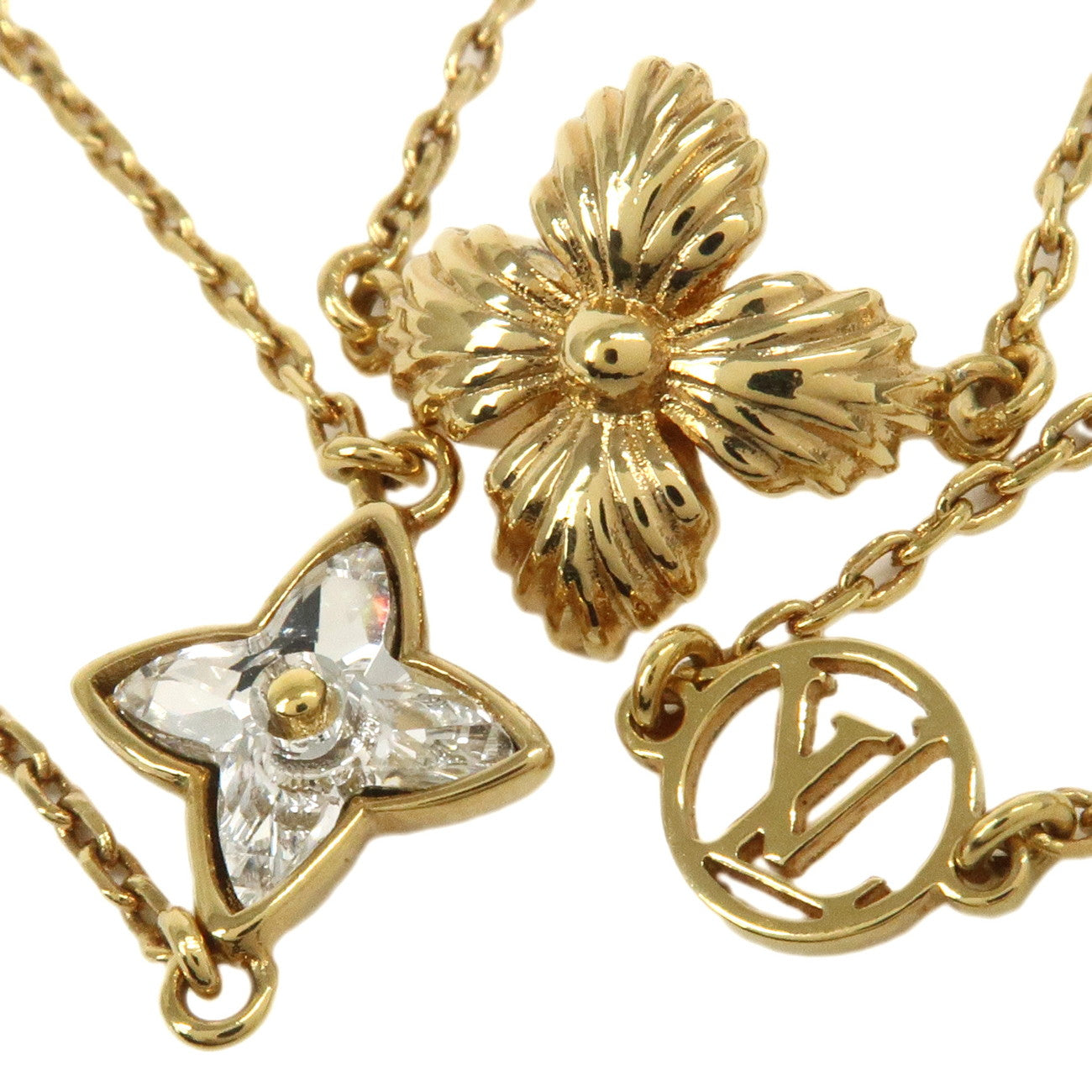 Louis Vuitton Set of 3 Bague Blooming Strass Ring L Gold M68379