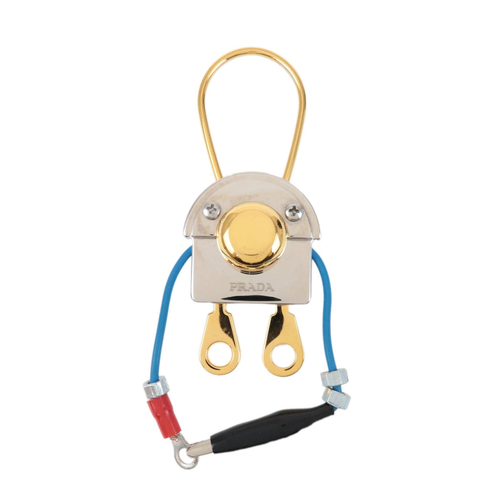PRADA Metal Robot Bag Key Charm Key Chain Silver Gold