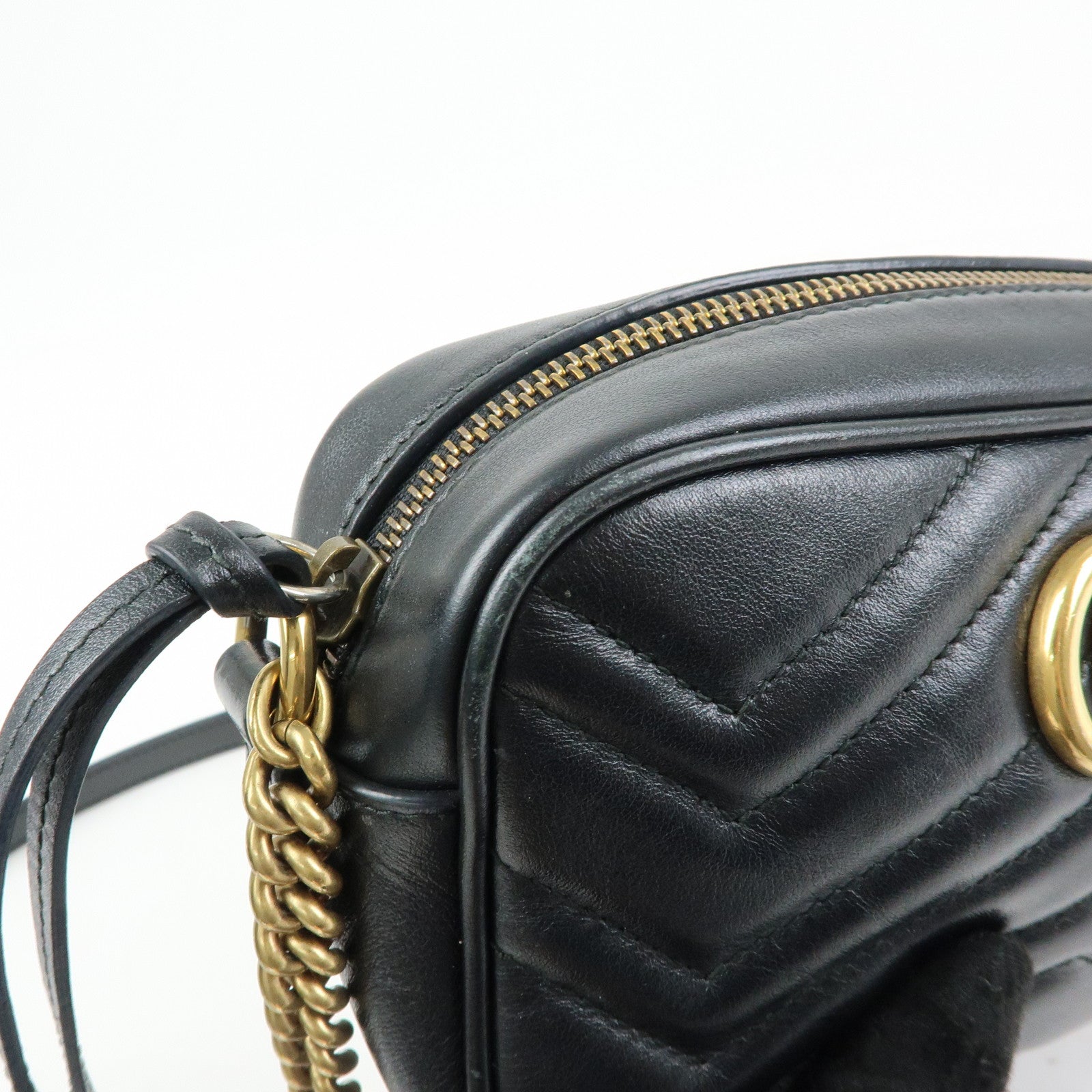 GUCCI GG Marmont Leather Shoulder Bag Crossbody Bag Black 448065