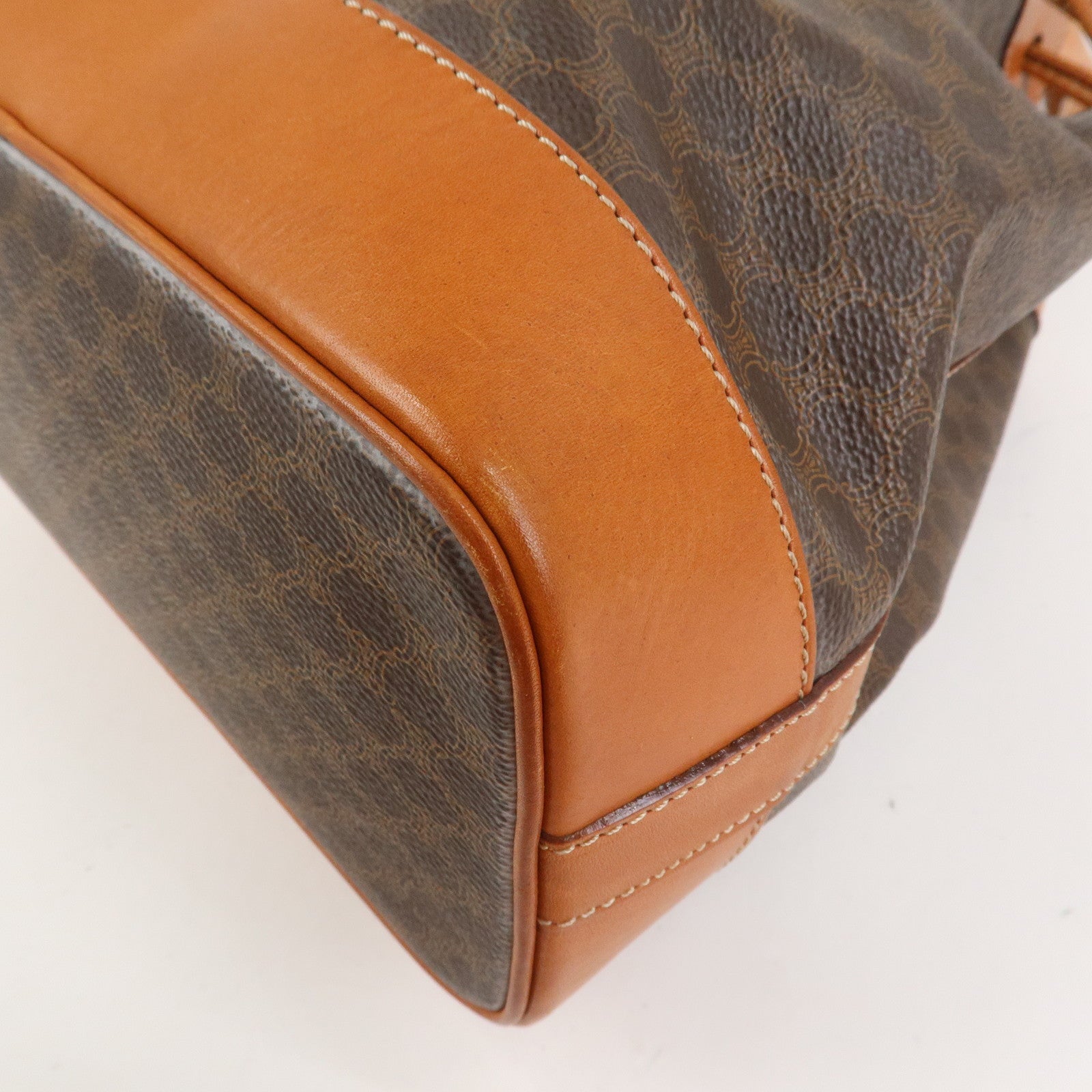 CELINE Macadam PVC Leather Drawstring Shoulder Bag Brown